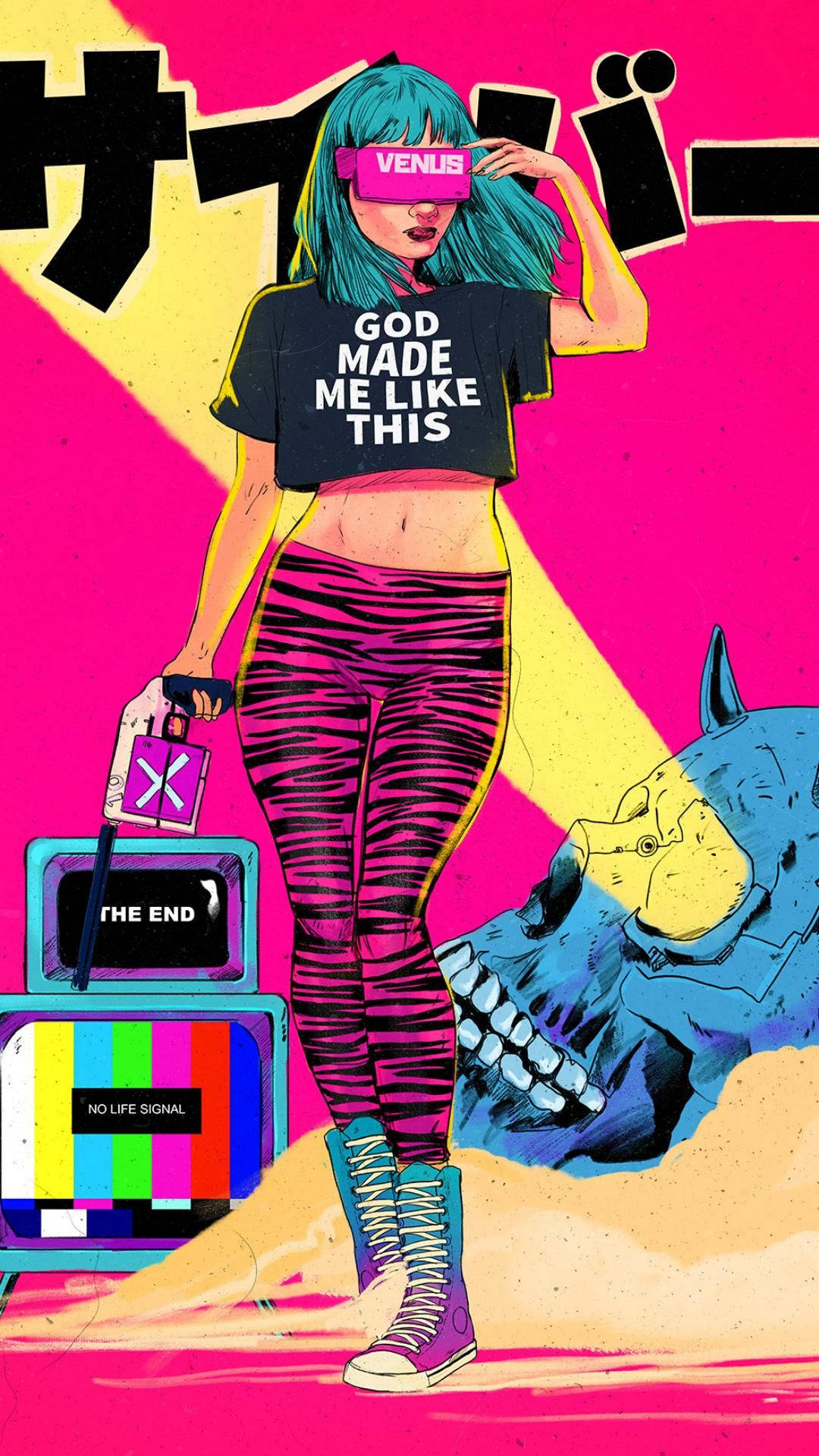 Cô gái thẩm mỹ Pop Art màu hồng Hình nền