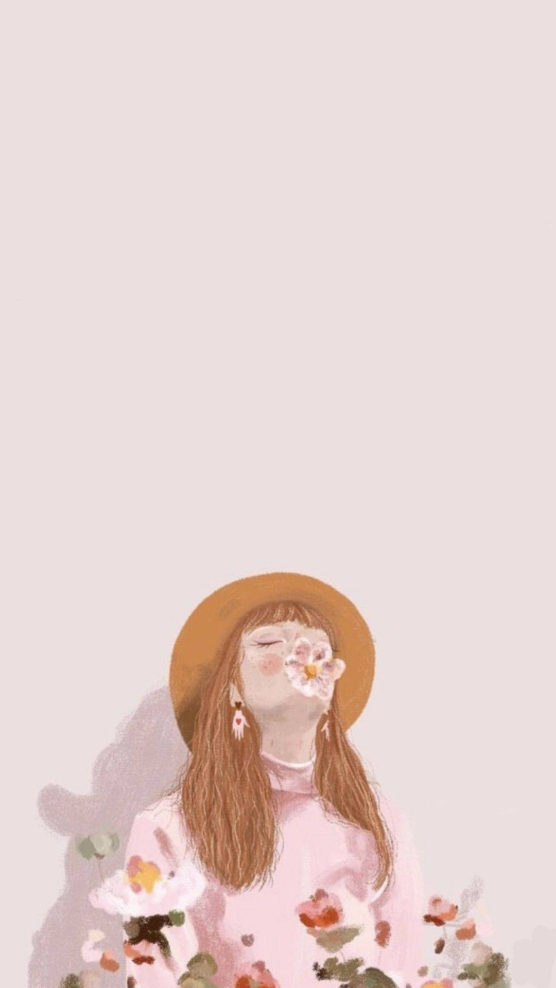 Hình nền tranh cô gái thẩm mỹ màu hồng — Cô gái thẩm mỹ Hình nền
