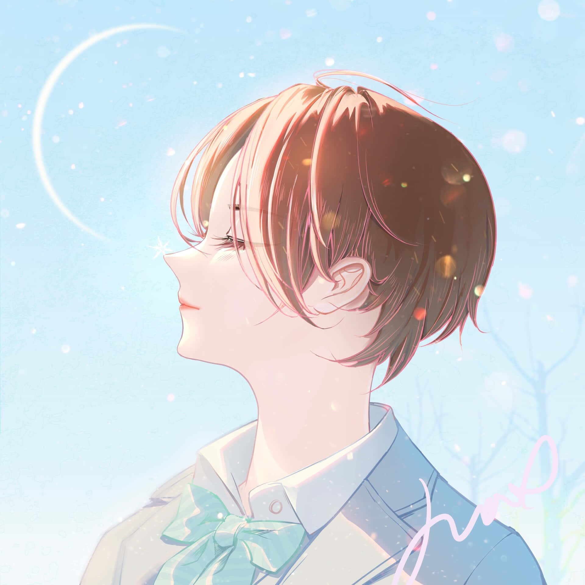 Cô gái tươi sáng trong ảnh đại diện anime đôi Hình nền