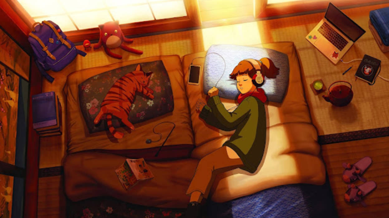 Cô Gái Và Chú Mèo 4K Lo Fi Hình nền