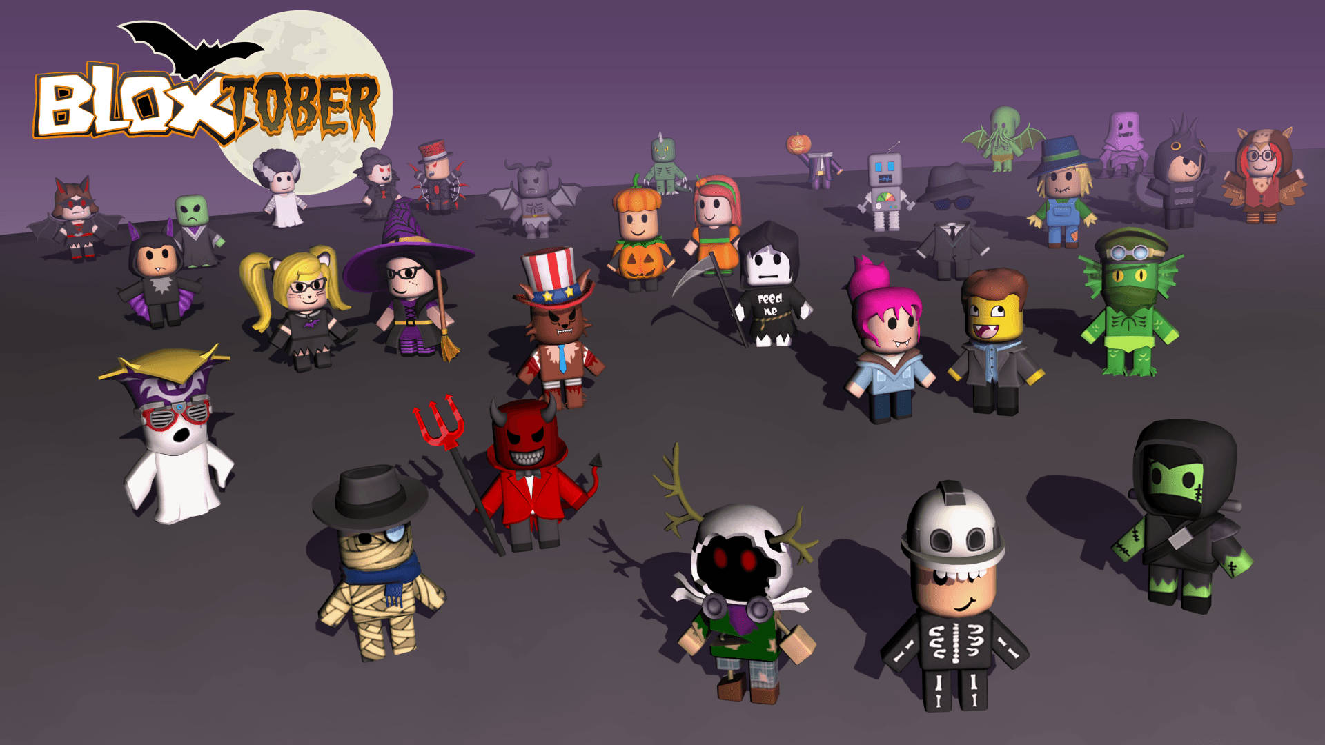 Hình nền tuyệt vời về thiết kế nhân vật Halloween trong game Roblox.