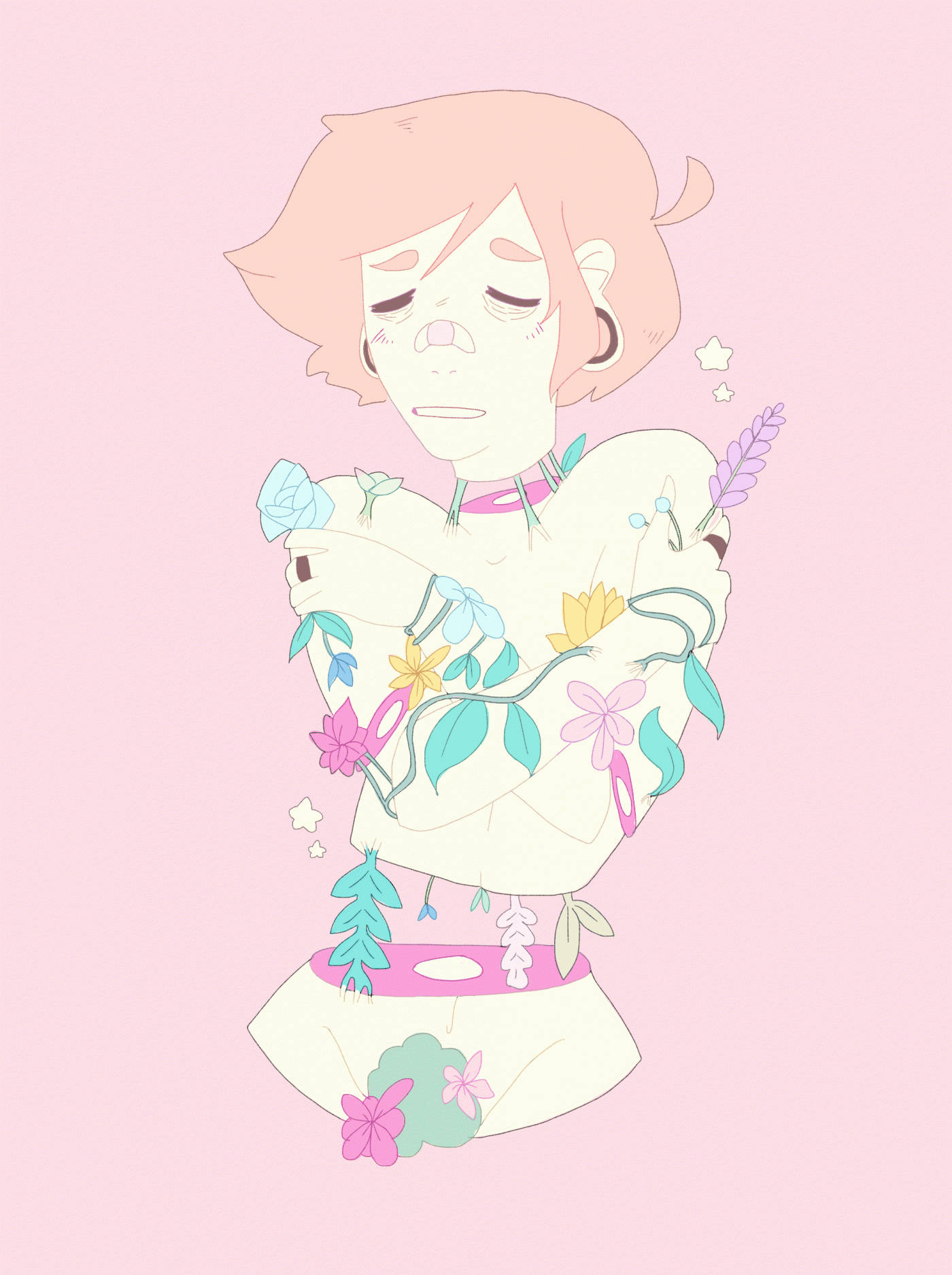 Cơ thể người với cây cối mọc lên nghệ thuật Pastel Gore Hình nền