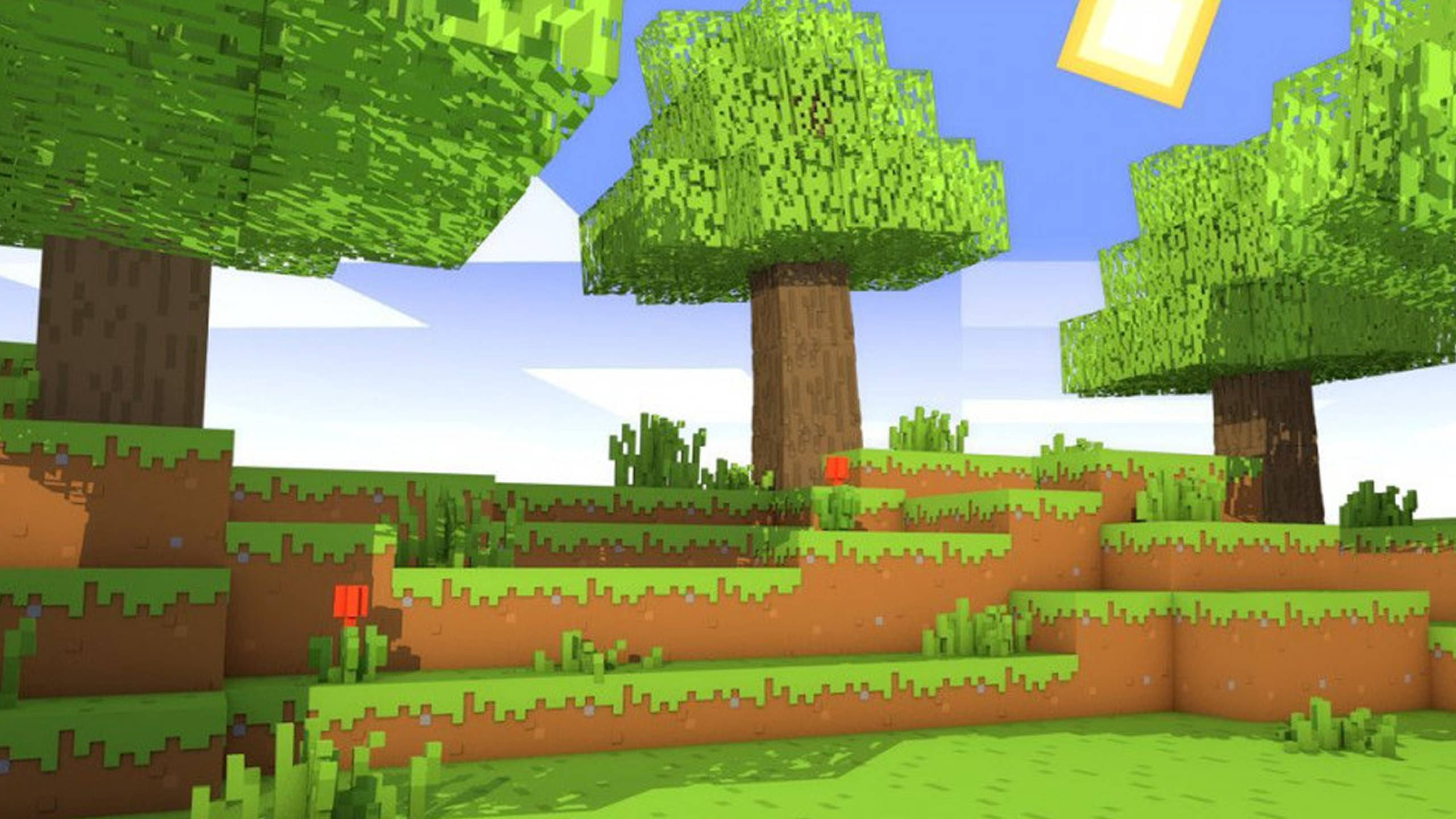 Cỏ Với Cây 2560x1440 Minecraft Hình nền