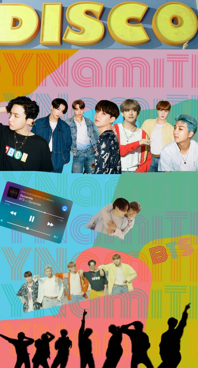 Collage BTS Dynamite theo phong cách Disco Hình nền