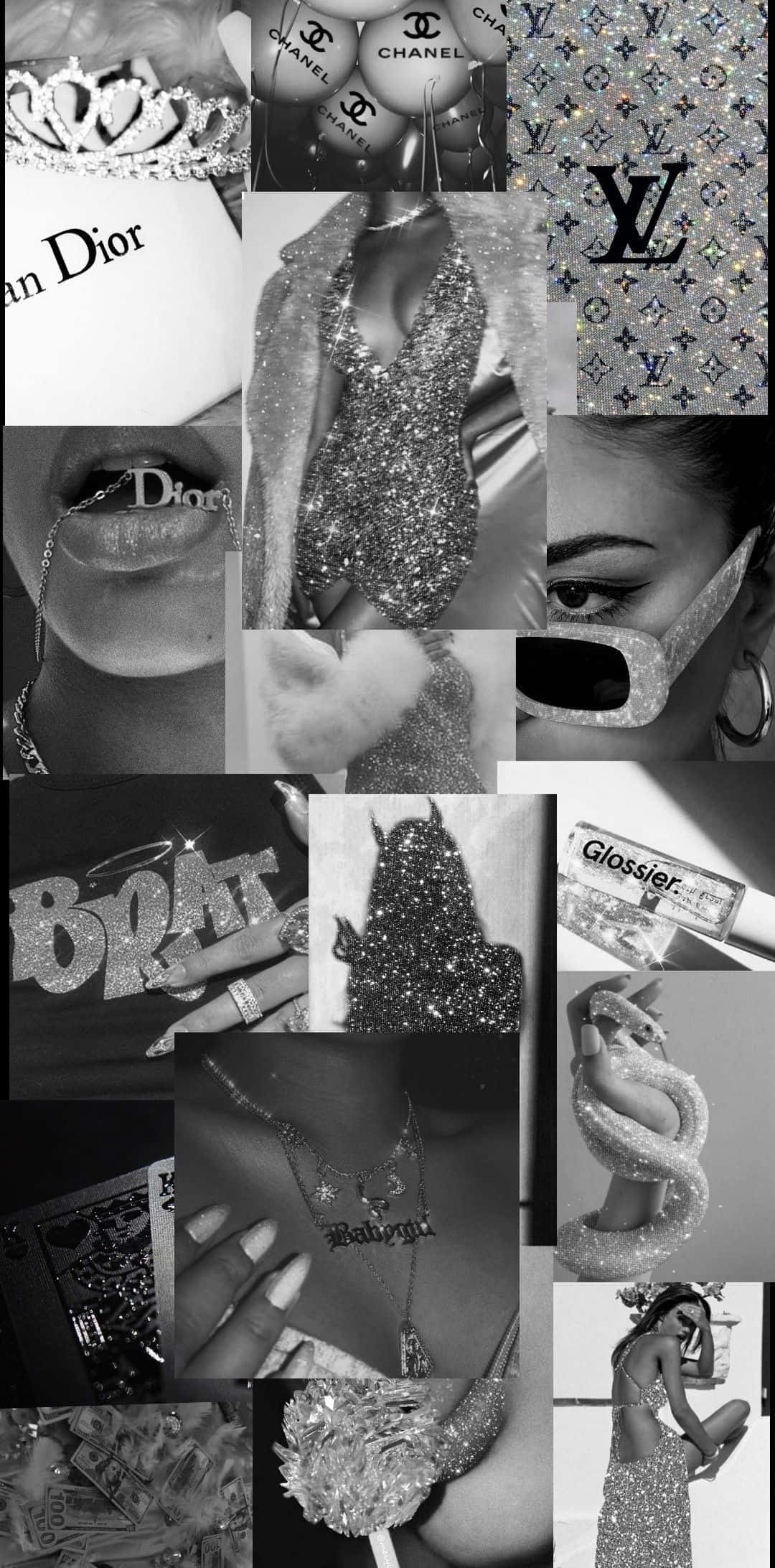 Collage Cô Gái Quyến Rũ Tiệc Tùng Đơn Sắc Hình nền