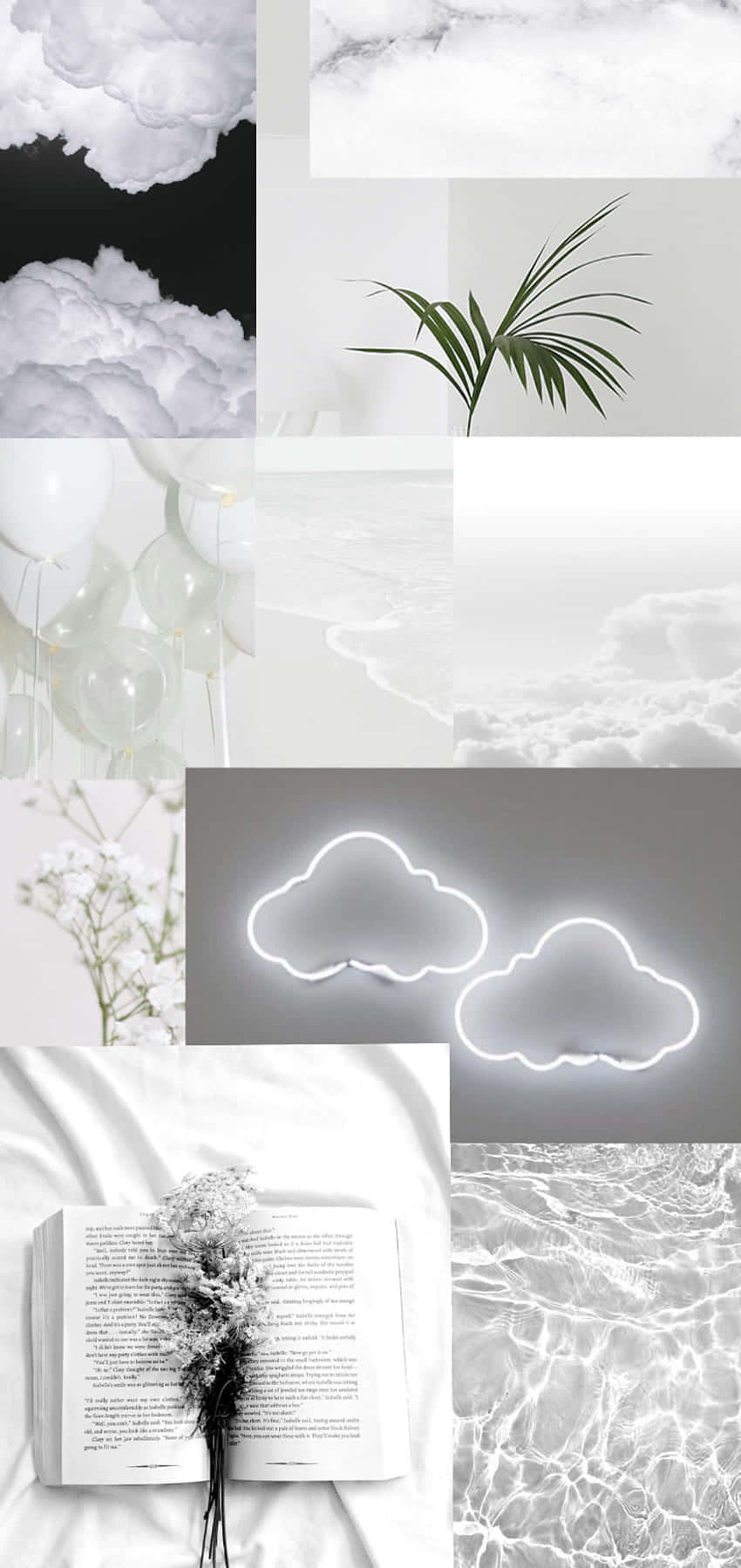 Collage điện thoại phong cách trắng tinh tế Hình nền