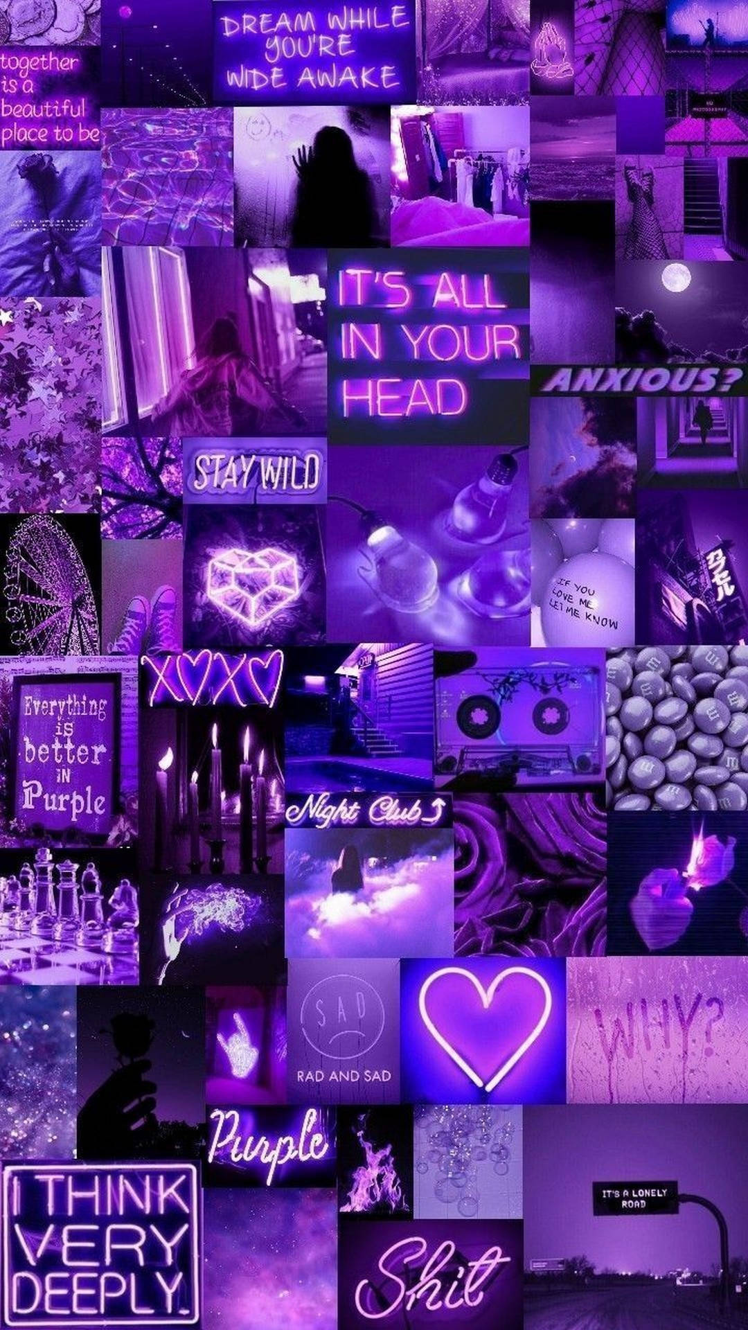 Collage Neon Tím Nhạt Thẩm Mỹ Hình nền