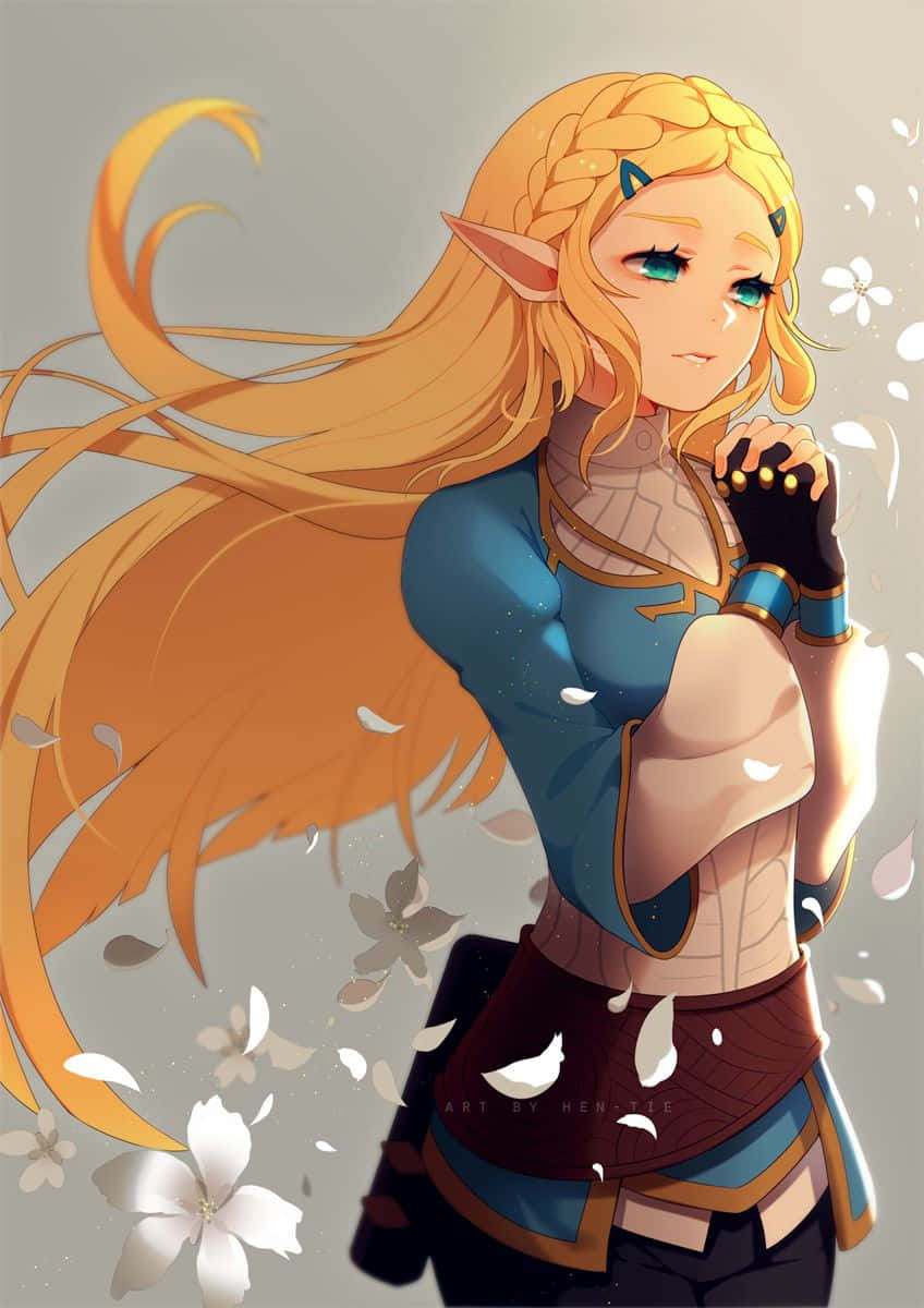 Công chúa Zelda Botw Fanart Vẽ Với Hoa Hình nền