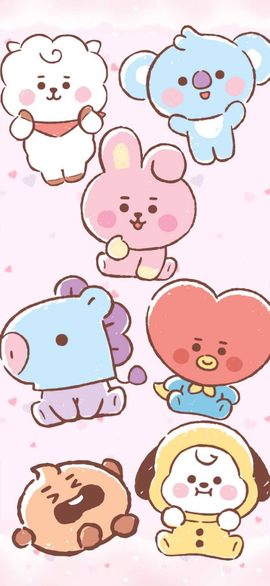 Cooky Bt21 Với Line Friends Hình nền