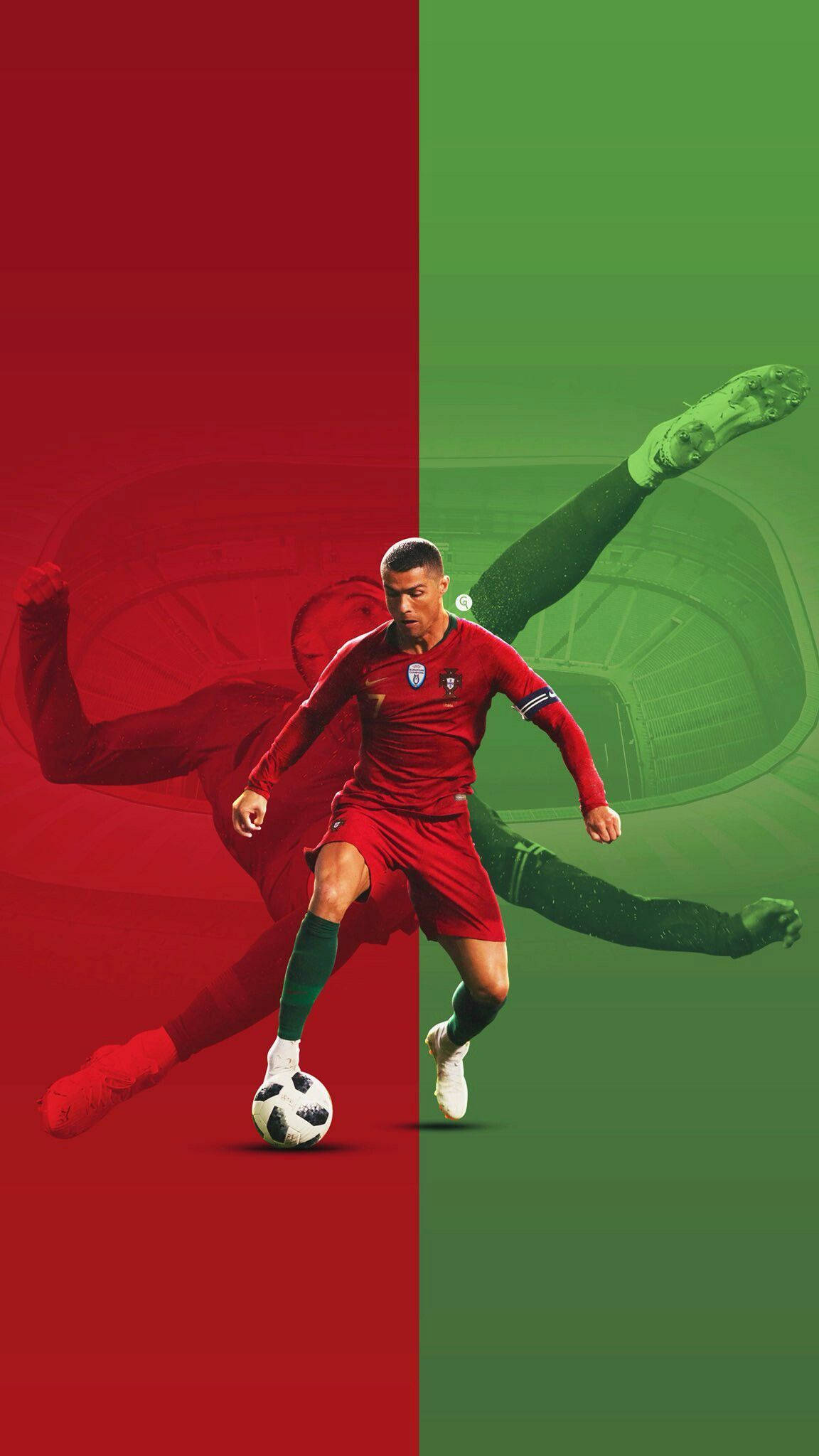 Cristiano Ronaldo Phong Cách Ngầu Với Chủ Đề Đỏ Và Xanh Lá