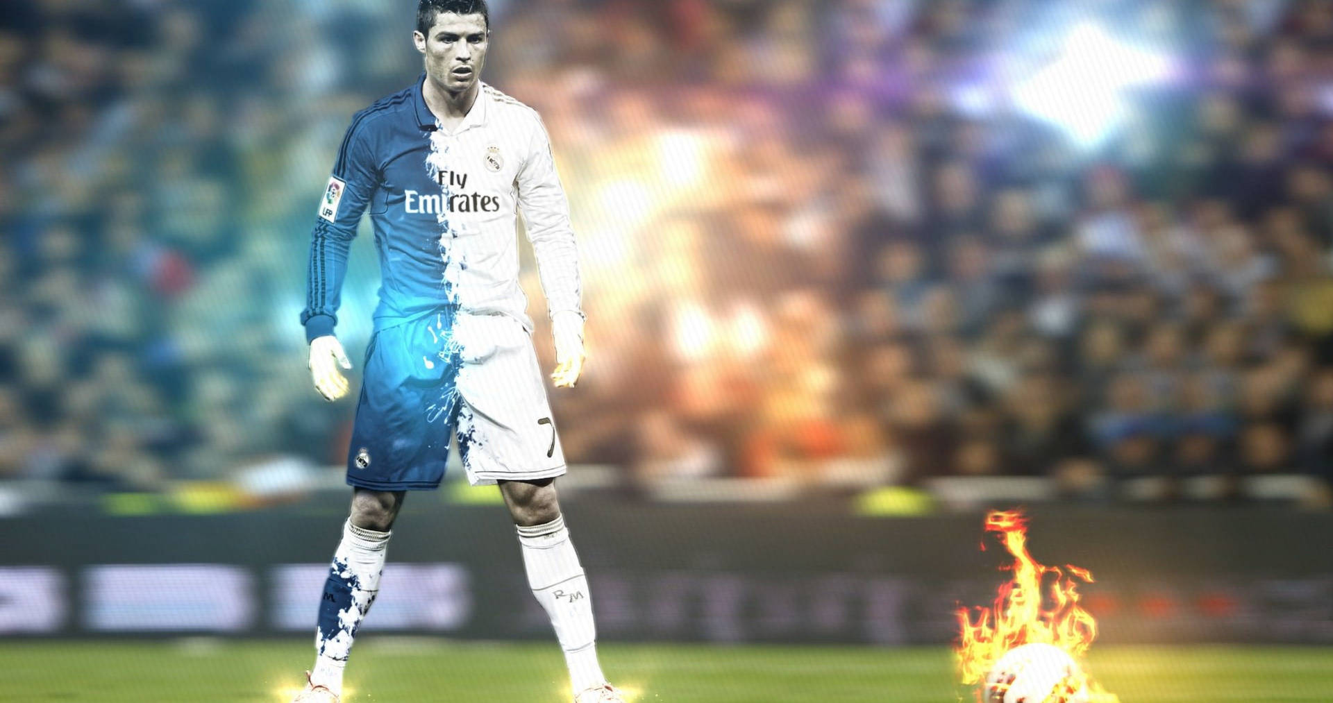 Hình nền tác phẩm nghệ thuật Cristiano Ronaldo dữ dội.