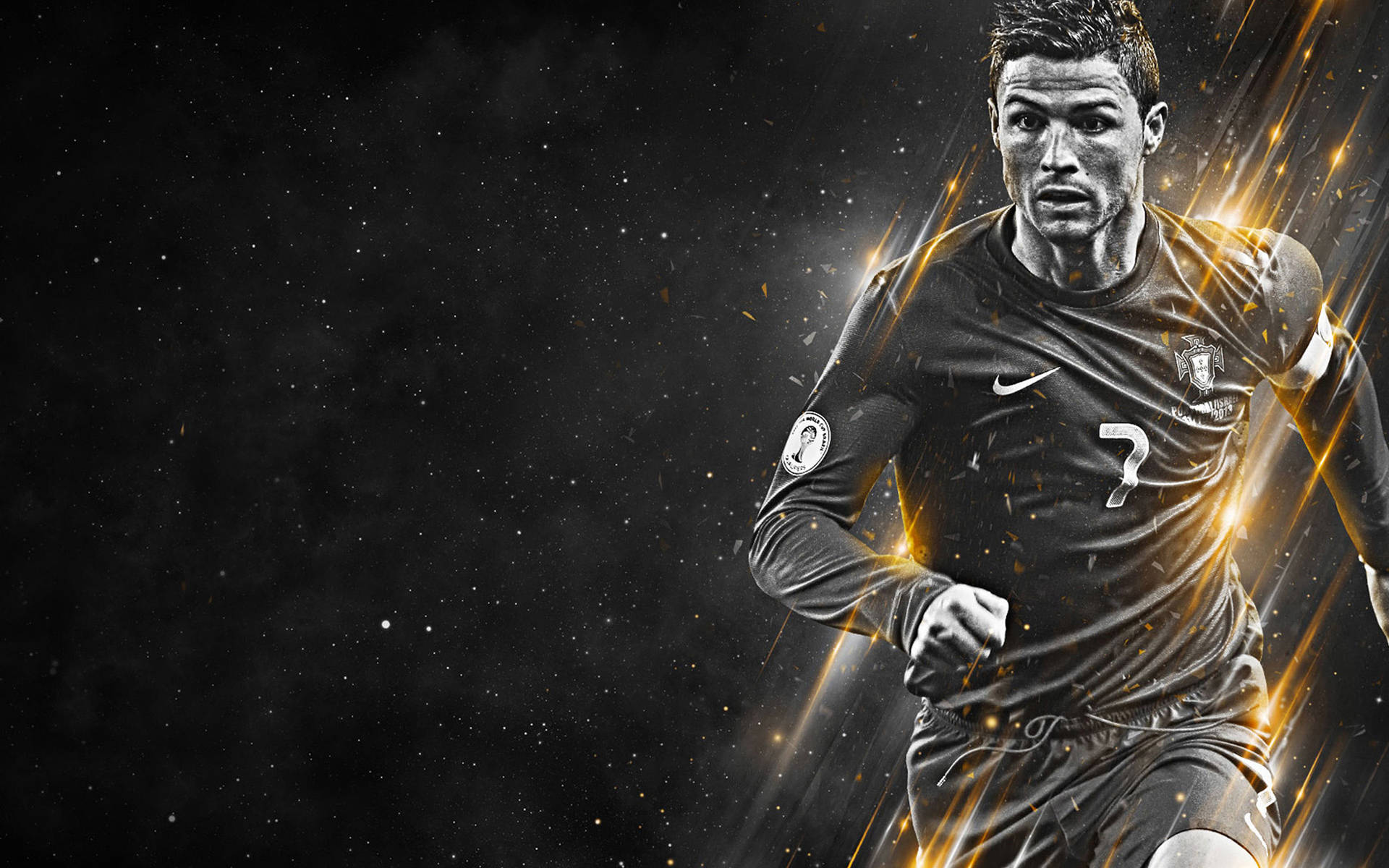 Hình nền Cristiano Ronaldo đen và vàng.