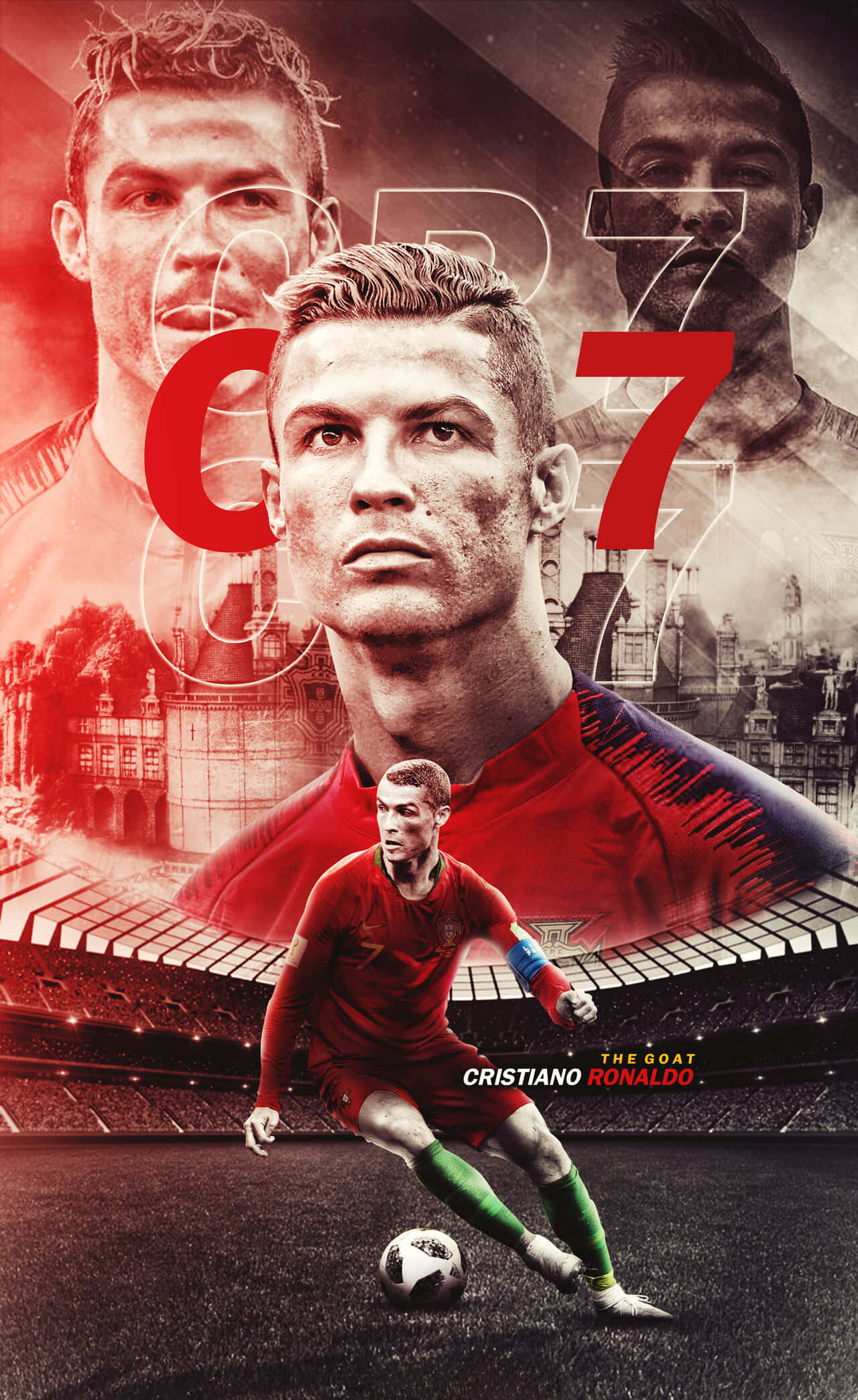 Cristiano Ronaldo tự tin tạo dáng trên sân bóng Hình nền