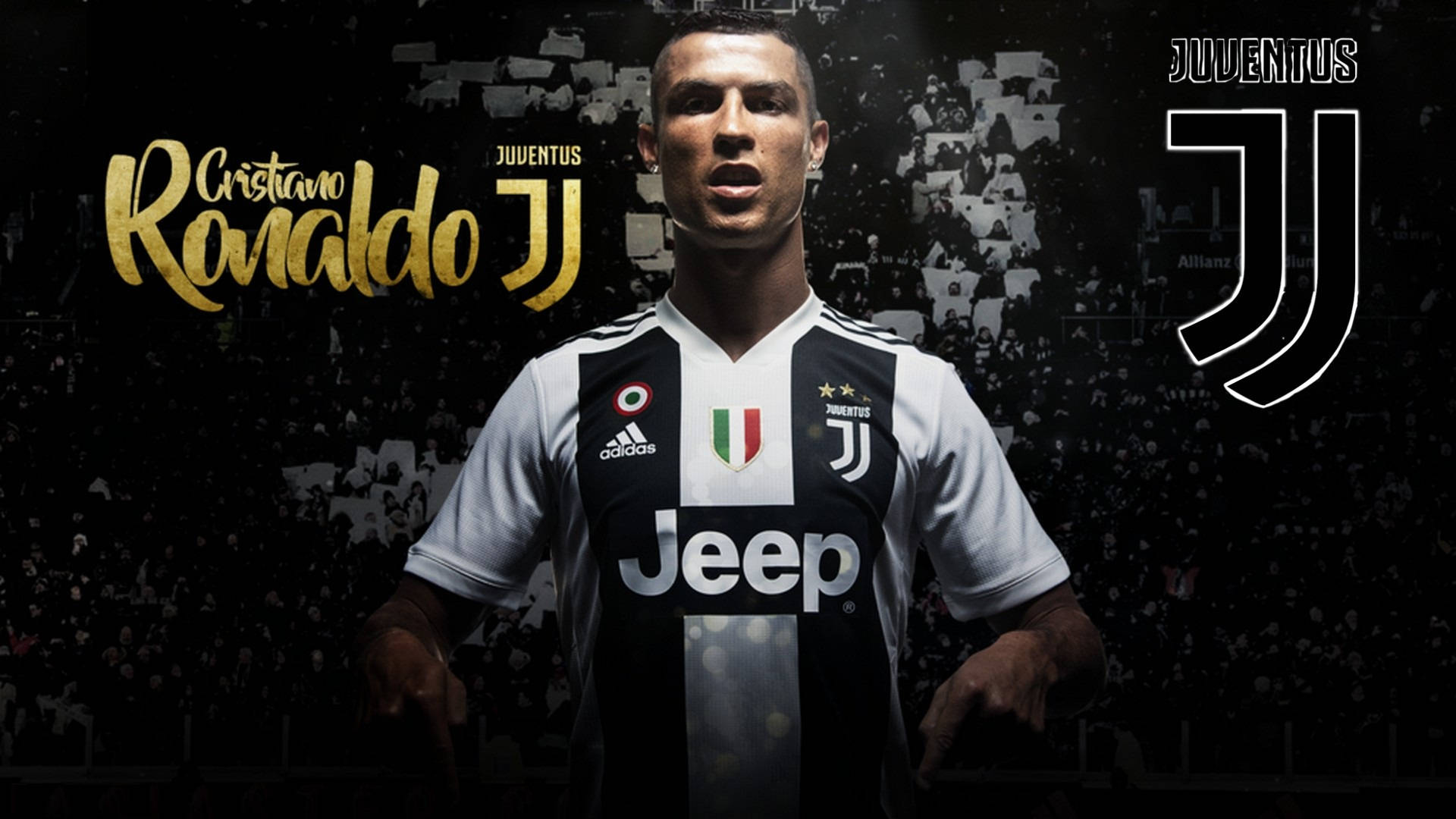 Cristiano Ronaldo trong màu áo sân nhà, sẵn sàng ra sân cùng đội bóng hùng mạnh Juventus Hình nền