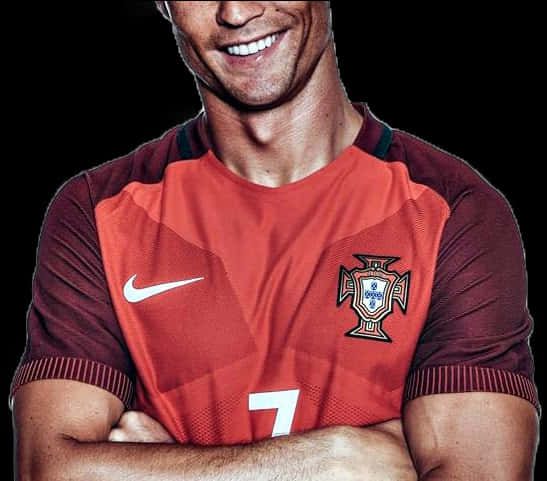 Cristiano Ronaldo mỉm cười trong áo đấu Bồ Đào Nha Hình nền