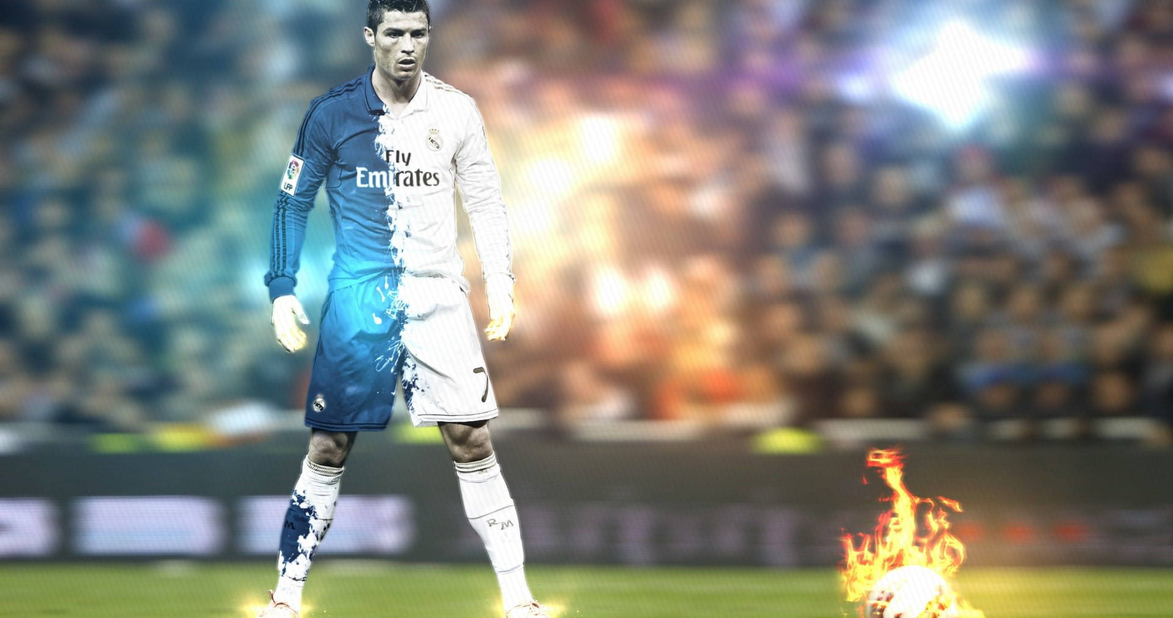 Cristiano Ronaldo thách thức với ánh nhìn rực lửa đầy dữ dội Hình nền