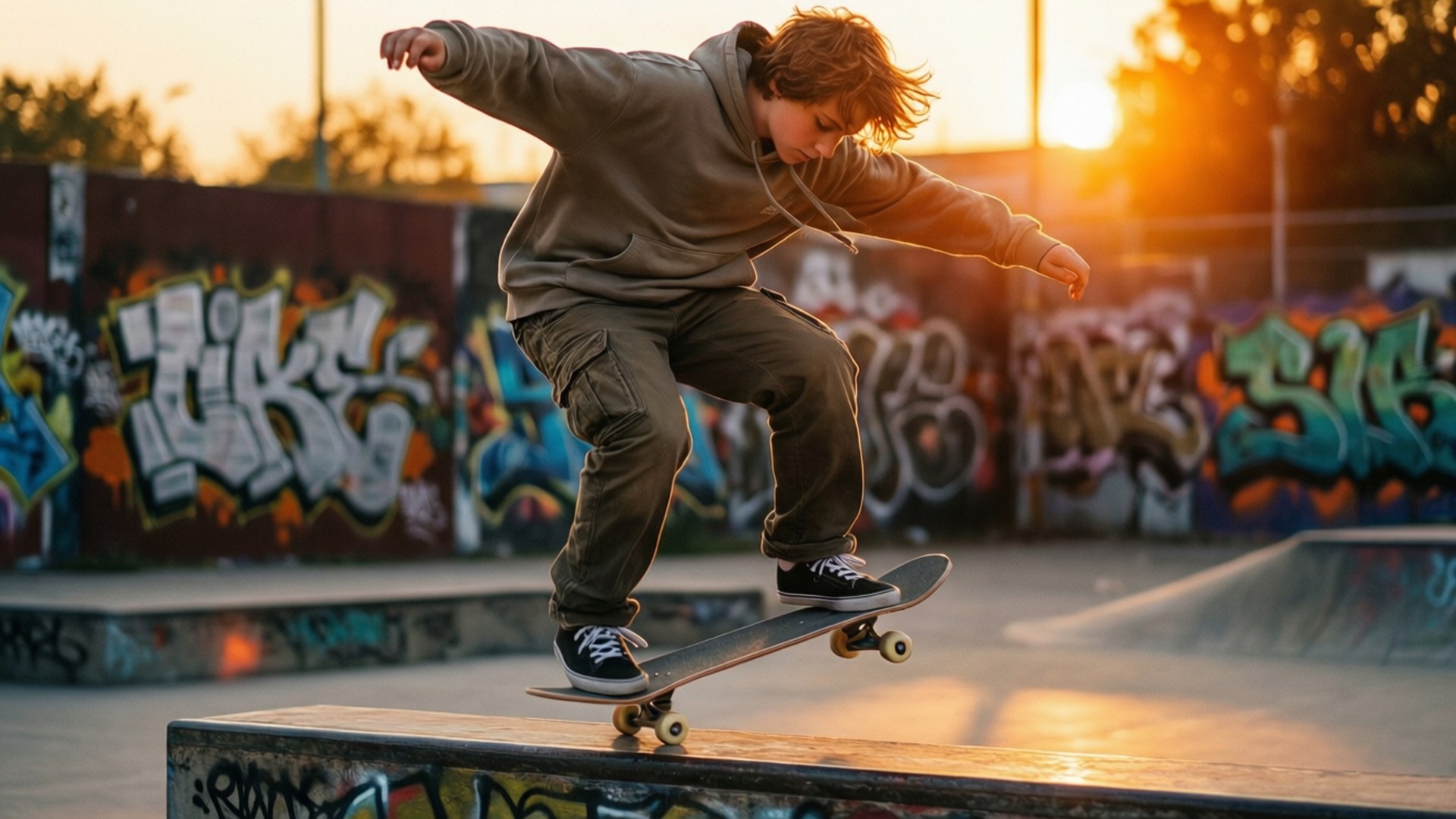 Cú Kickflip Giờ Vàng Hình nền