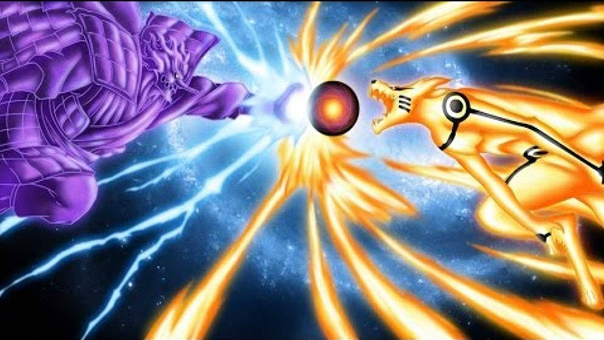 Cuộc Đối Đầu Căng Thẳng - Naruto Chế Độ Kurama và Susano của Sasuke Hình nền