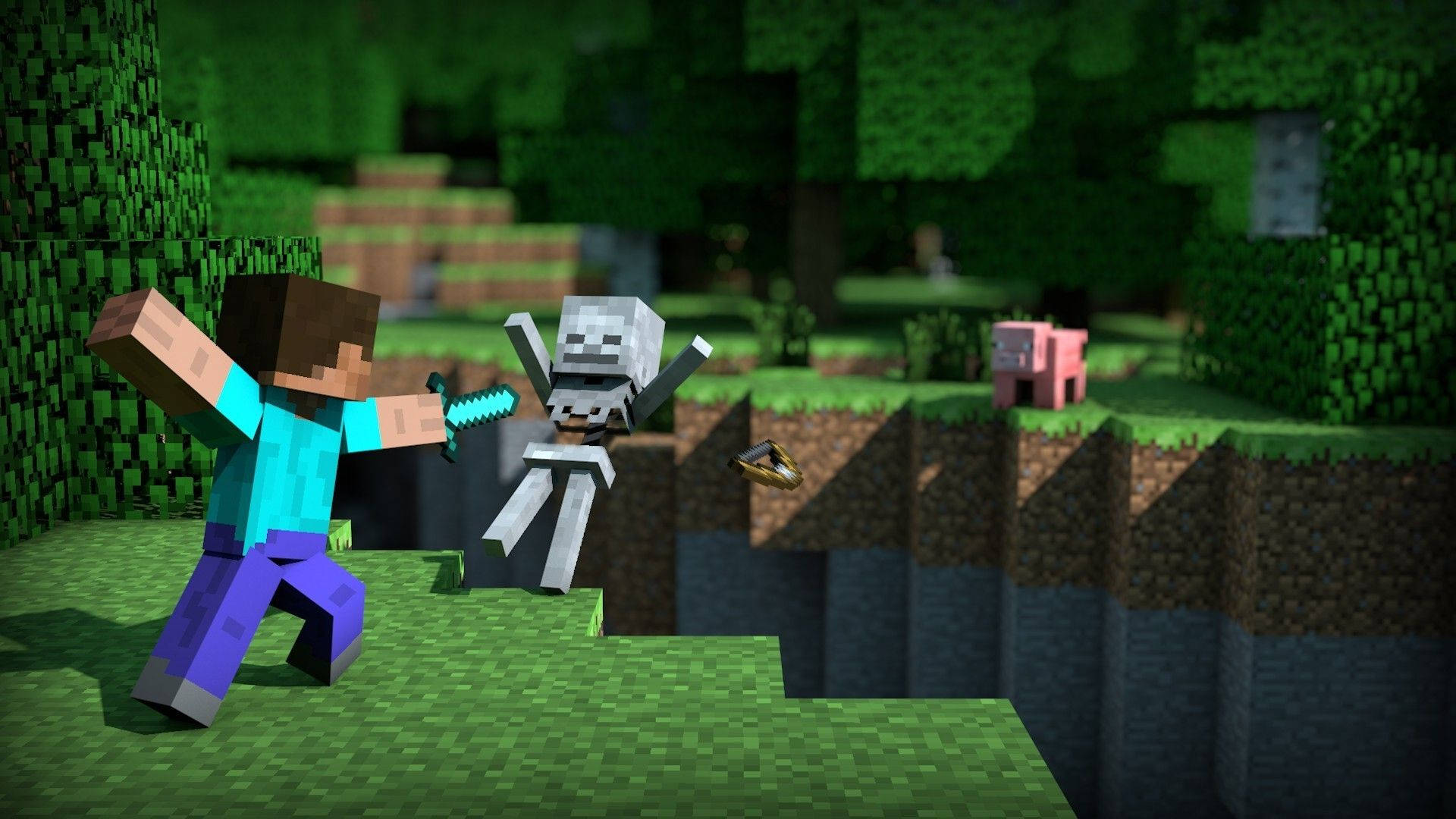 Hình nền Steve Minecraft đấu kiếm