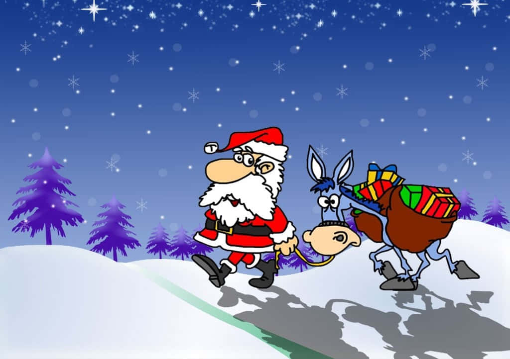 Cuộc Tụ Họp Giáng Sinh Hài Hước Cùng Ông Già Noel và Bạn Bè Hình nền