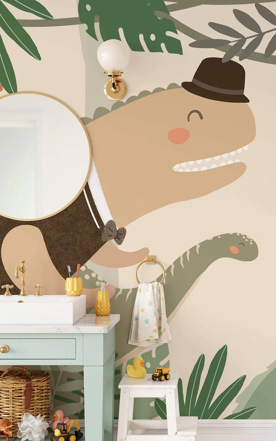Cute Dinosaur Phone Bathroom Sticker Hình nền