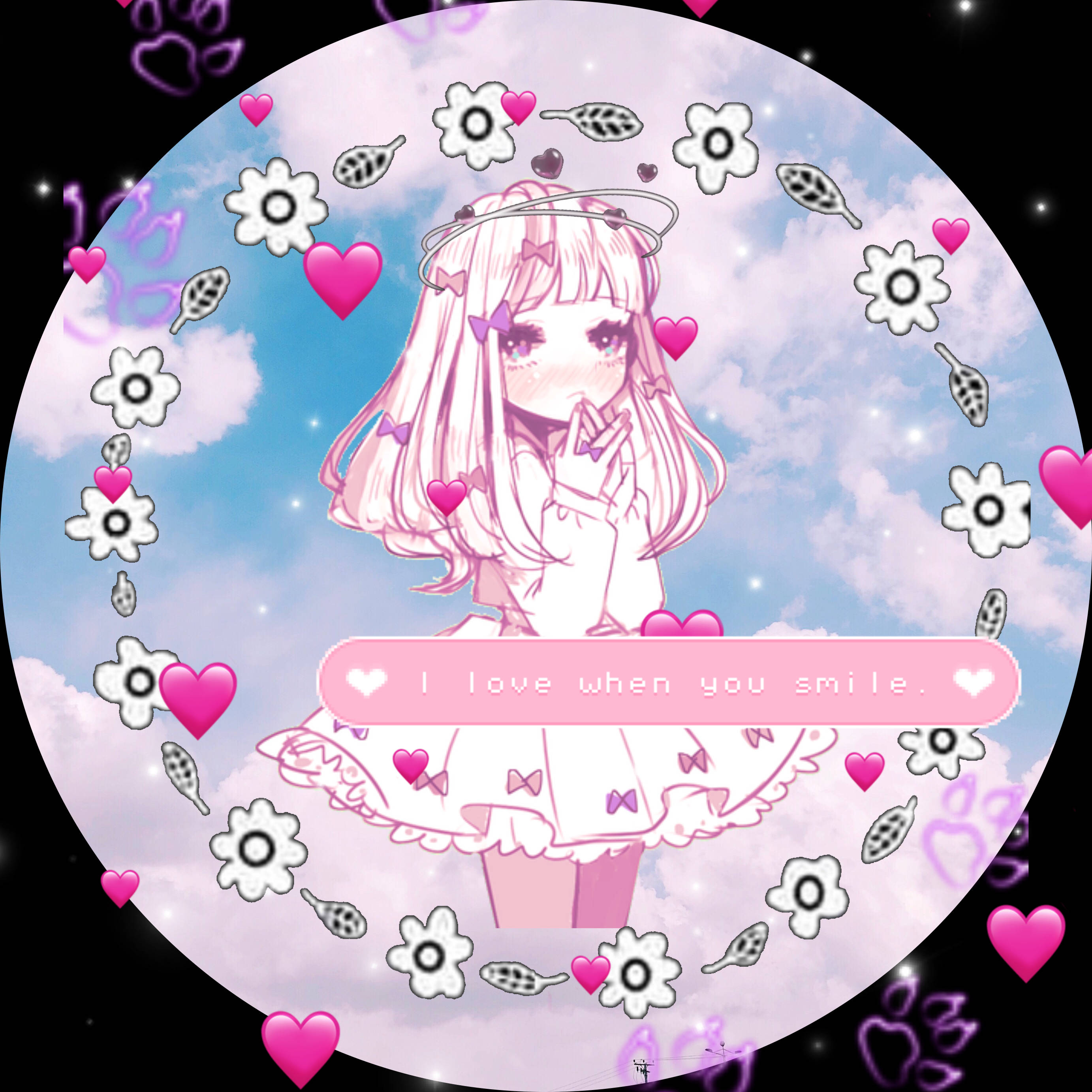 Cute PFP Với Cô Gái Anime Hoa Lá Hình nền