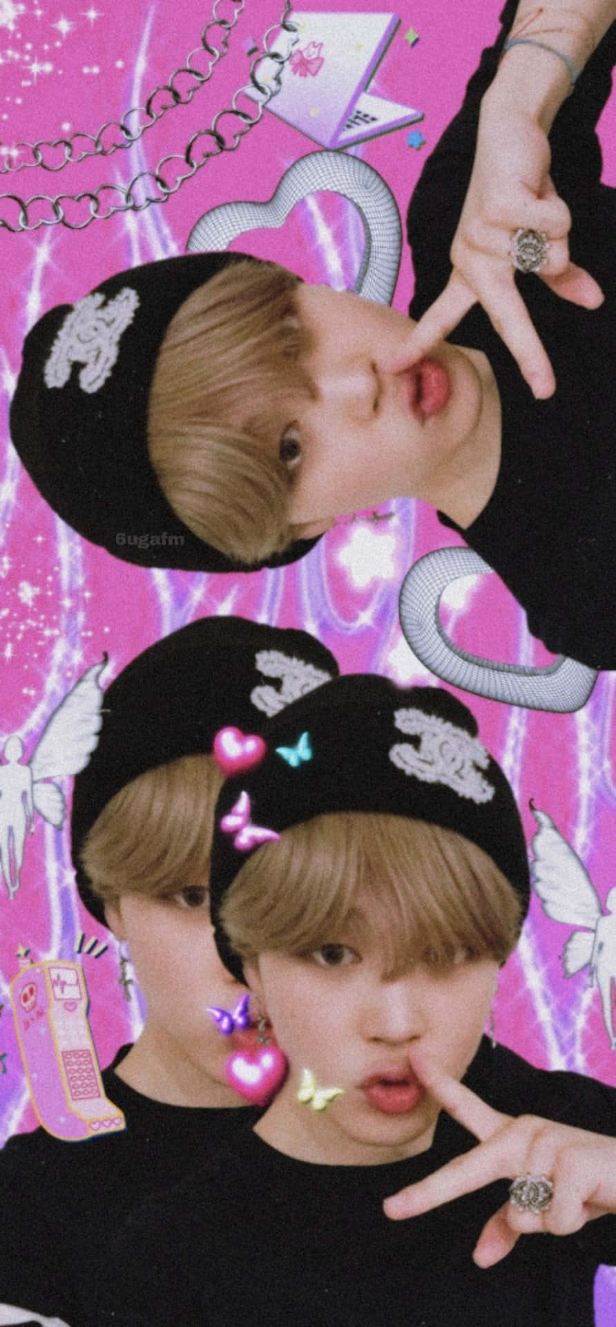 Cyber Y2 K Triple Pose Collage Hình nền