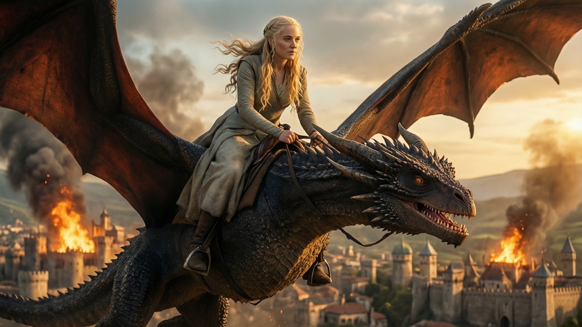 Daenerys trên lưng rồng Hình nền