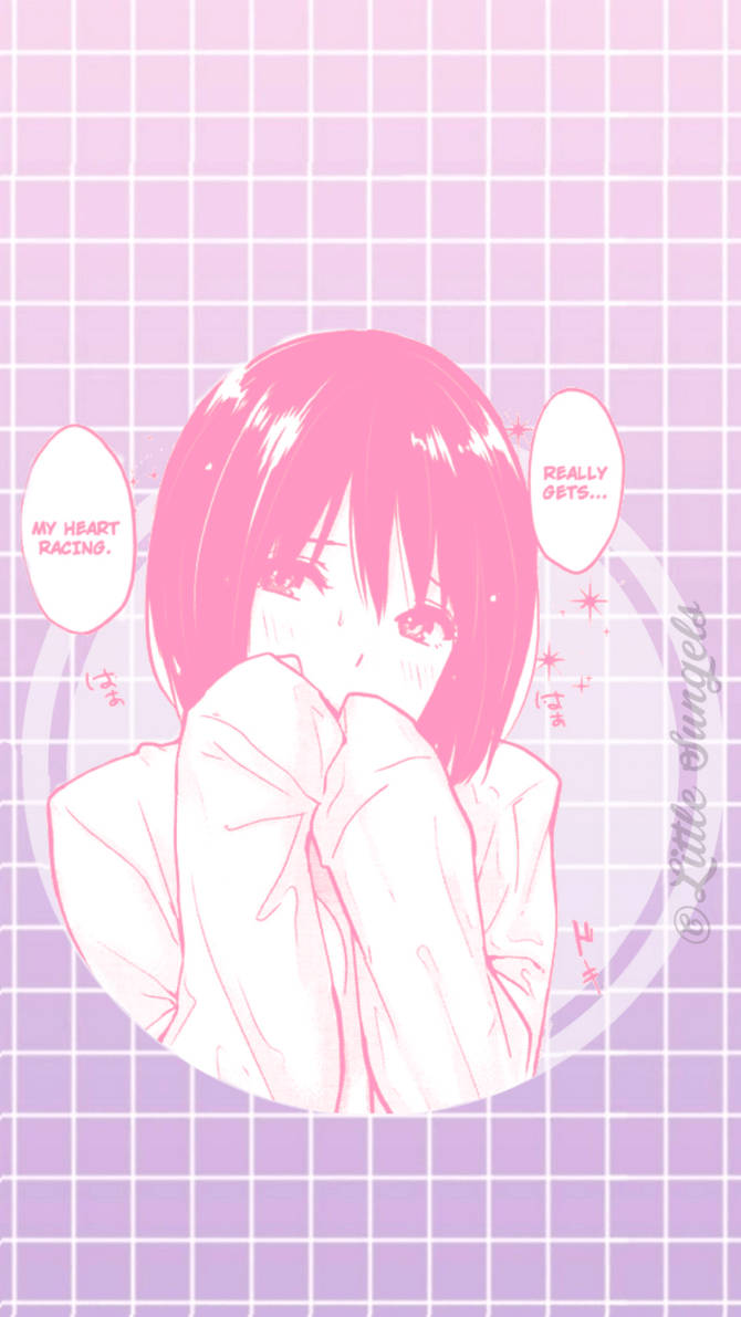 Hình nền cô gái anime thẩm mỹ màu hồng dễ thương.