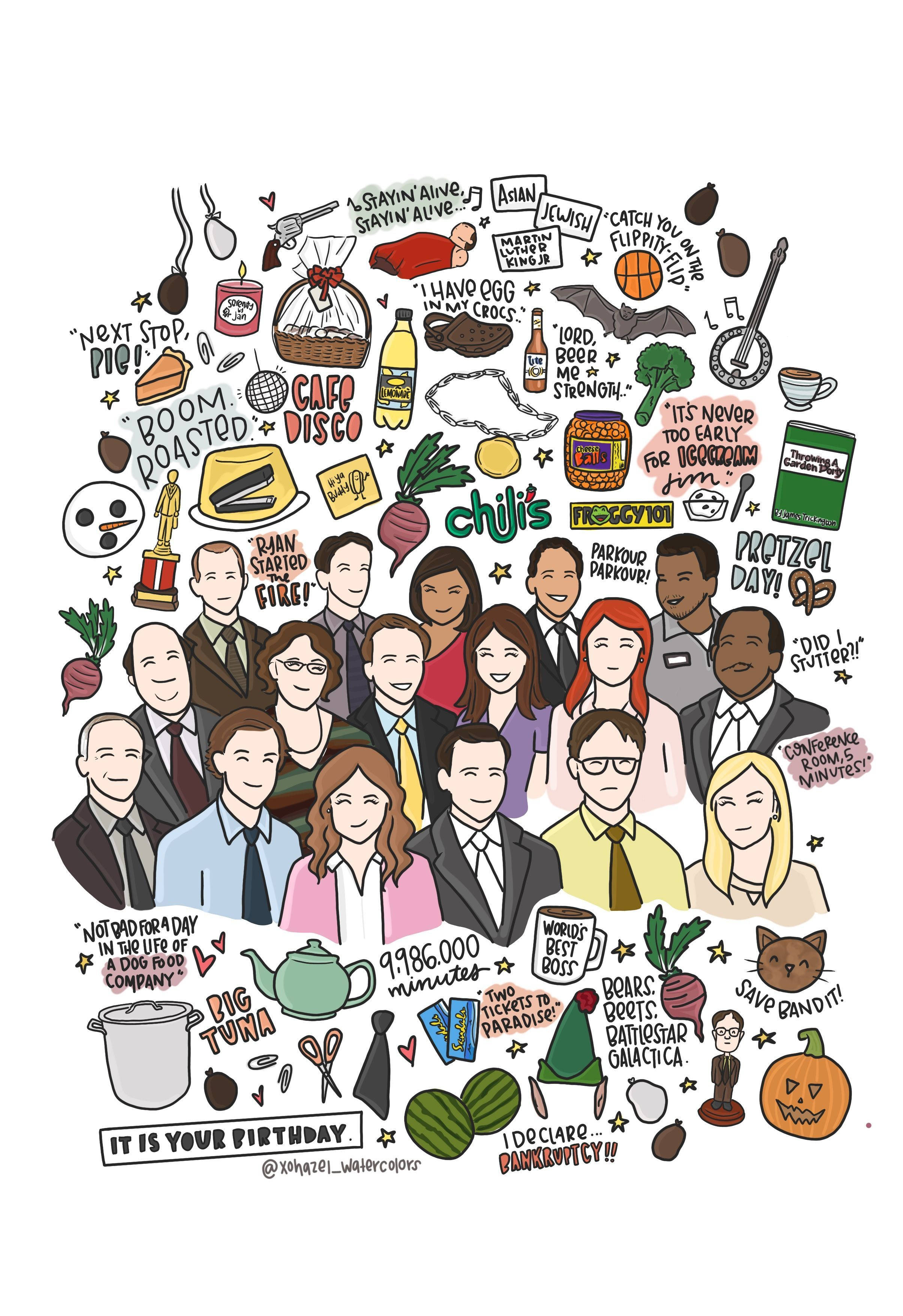 Dàn Diễn Viên The Office US Tận Hưởng Buổi Vẽ Vời Hình nền
