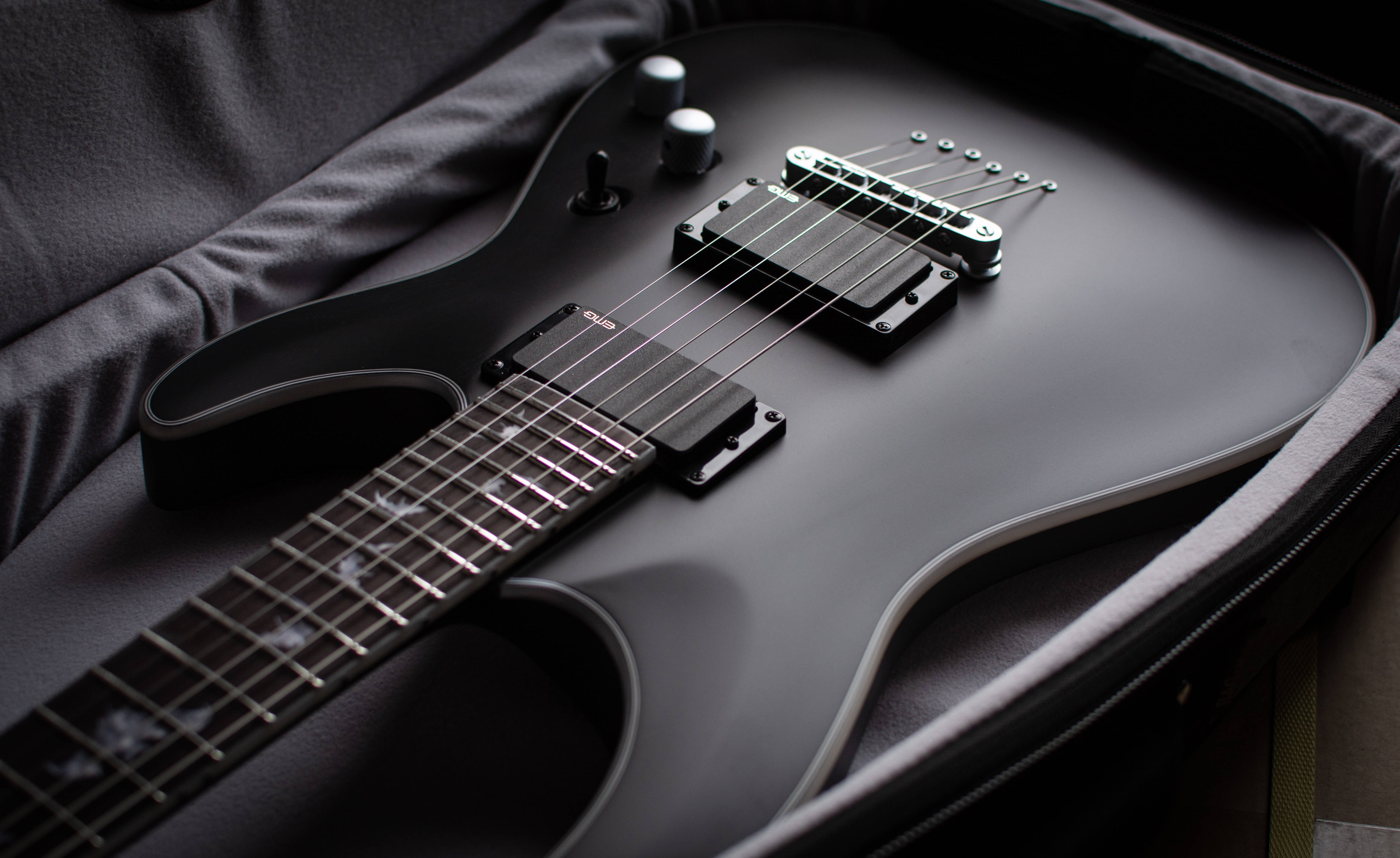 Đàn Guitar Điện Màu Đen Phong Cách Thẩm Mỹ Hình nền