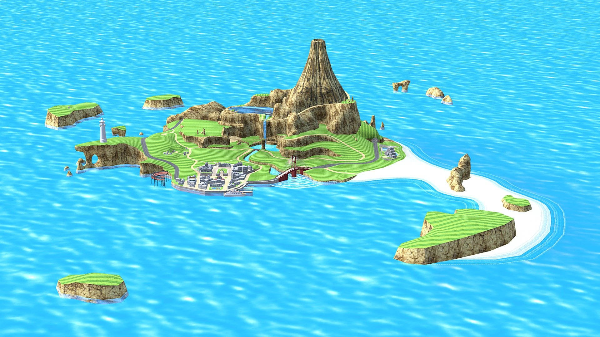 Đảo Wuhu ấn tượng trong Wii Sports Resort Hình nền