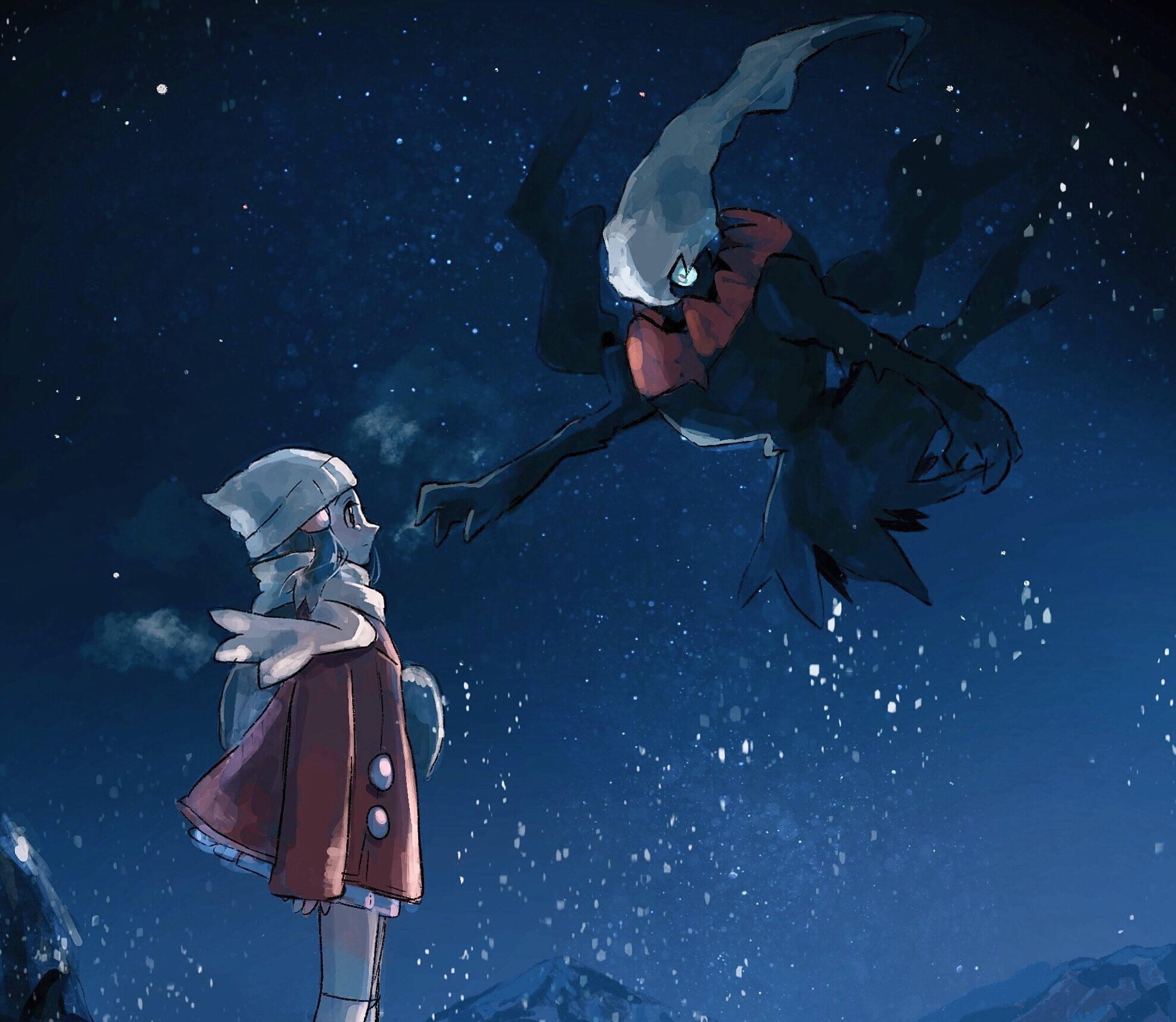 Darkrai và cô gái trên máy tính bảng Hình nền