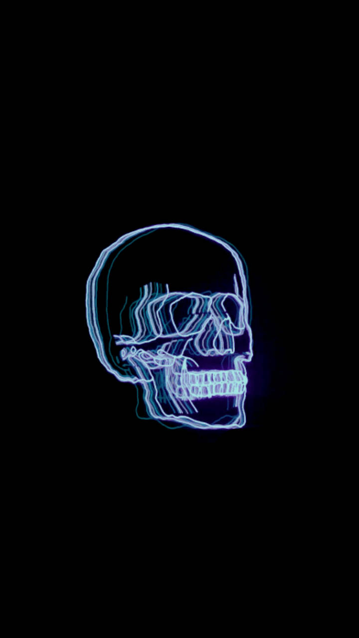 Đầu lâu Neon Thẩm mỹ Xanh đậm HD Hình nền