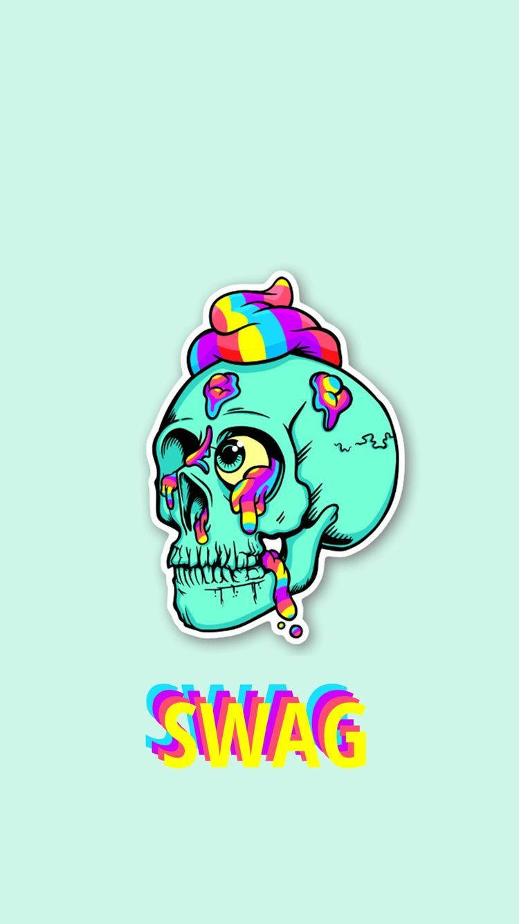 Đầu lâu xanh aqua phong cách Swag