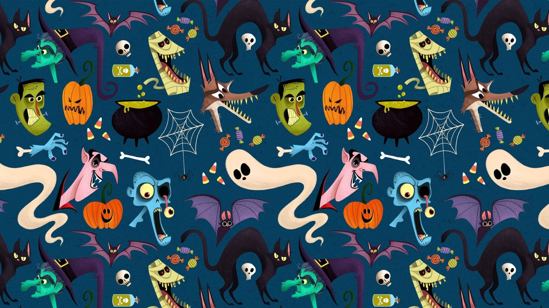 Đầu Ma Quái Halloween Hoạt Hình Trôi Nổi Hình nền