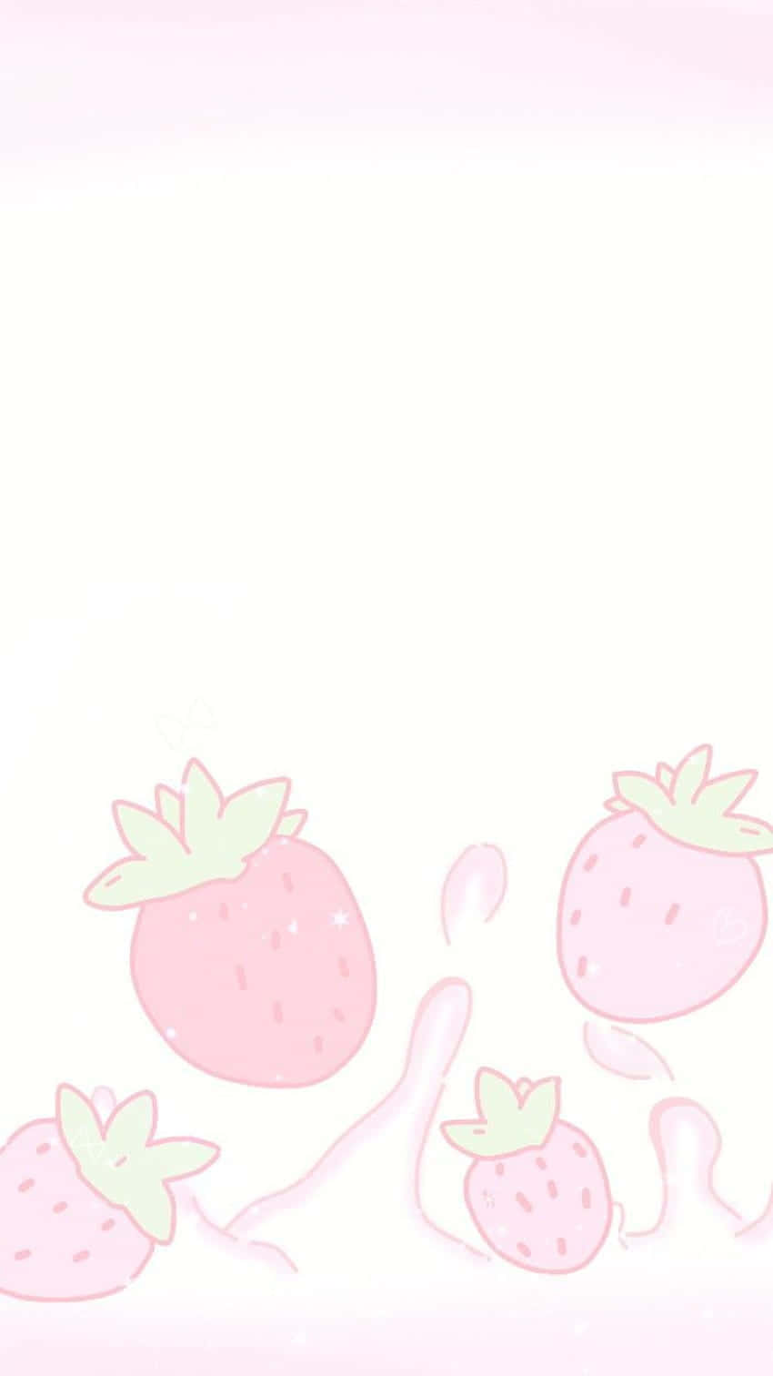 Dâu Tây Hồng Pastel Dễ Thương Với Hiệu Ứng Bắn Tung Hình nền