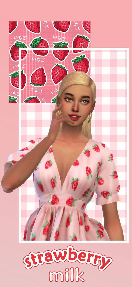 dâu tây trong sữa của sassysims Hình nền