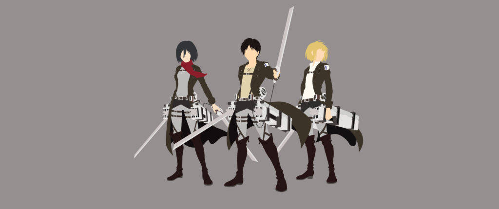 Đấu Trường Titan Bộ Ba Anime Tối Giản Hình nền