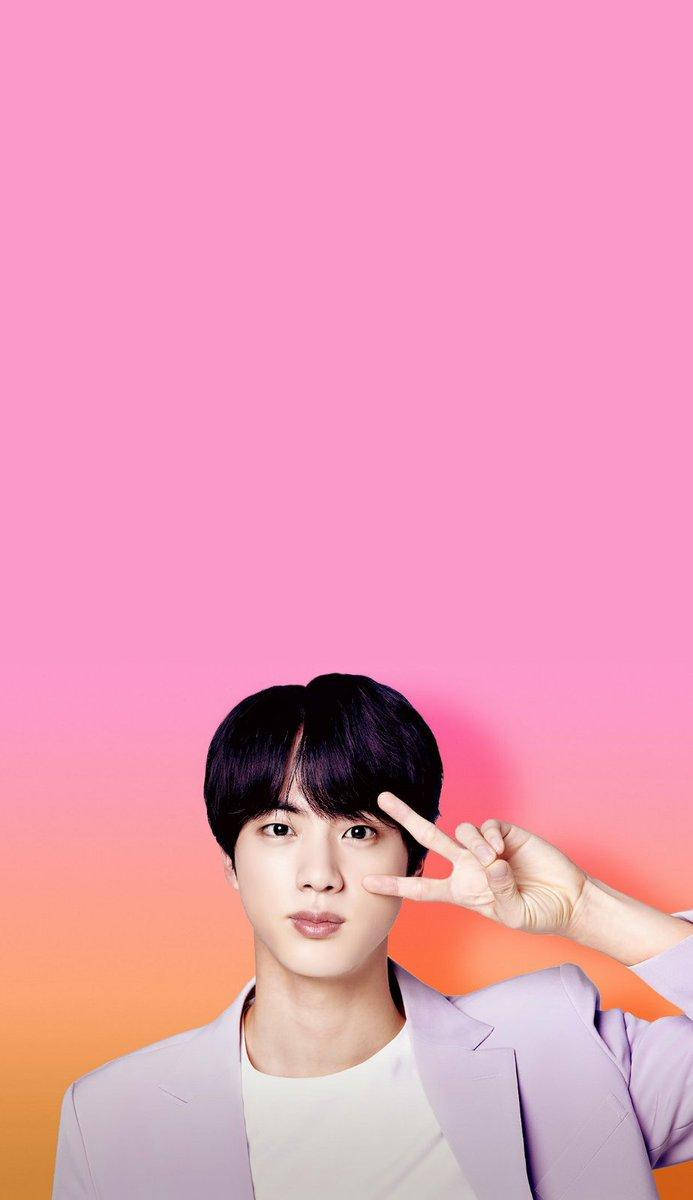 Dễ thương BTS Jin nền chuyển màu hồng và cam Hình nền