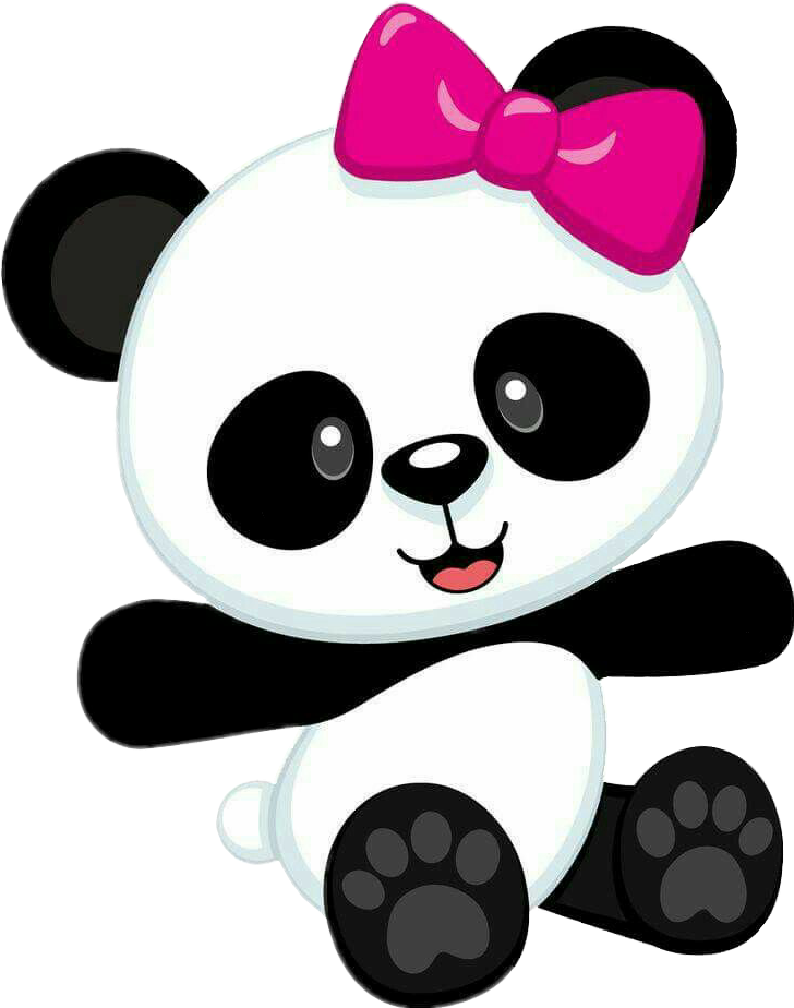 Dễ thương gấu trúc hoạt hình với nơ hồng Hình nền