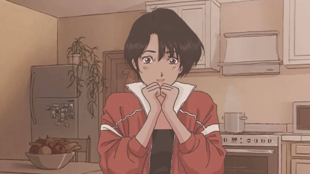 Dễ Thương Phong Cách Anime Cổ Điển Trong Bếp Hình nền