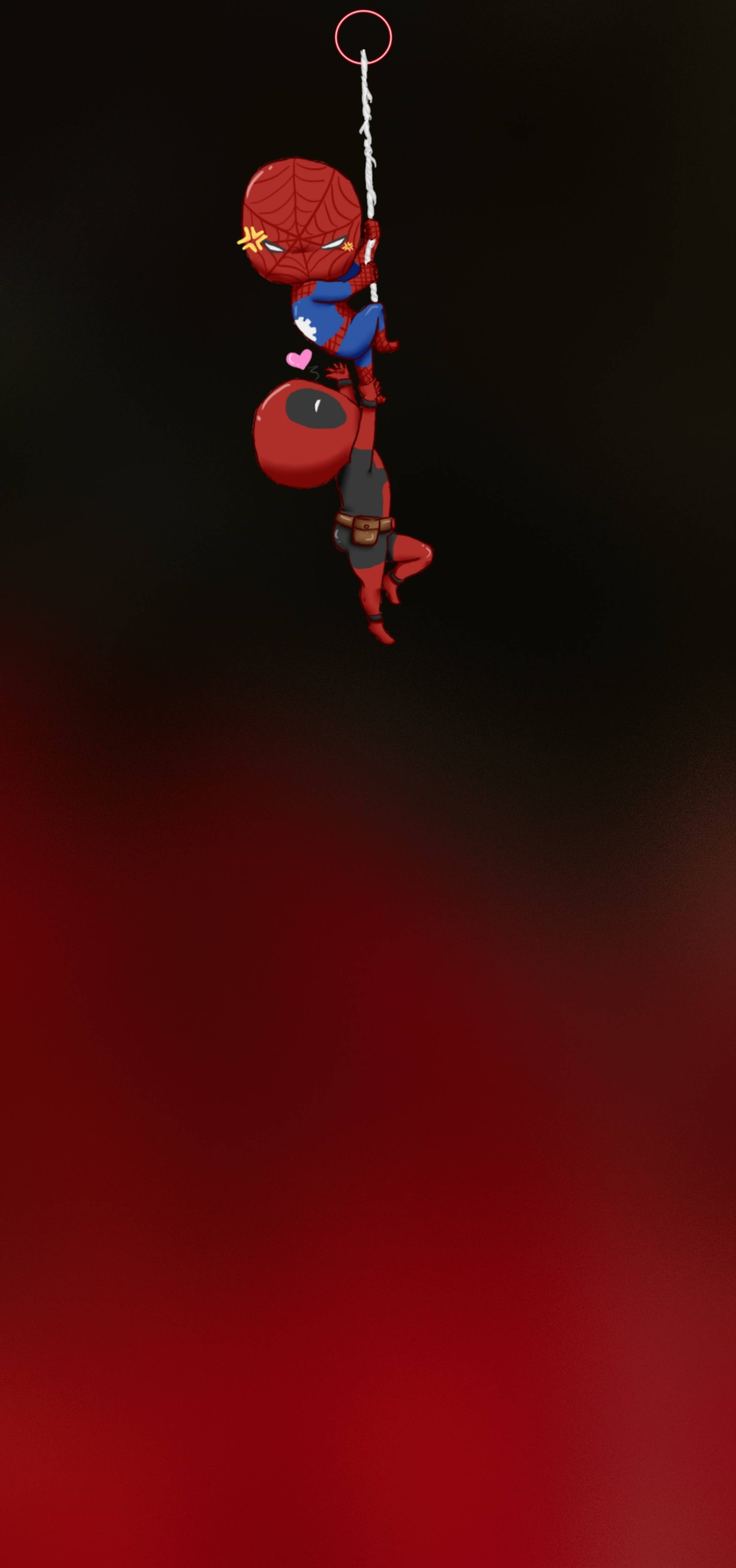 Deadpool và Spiderman dễ thương đấm lỗ thủng 4K Hình nền