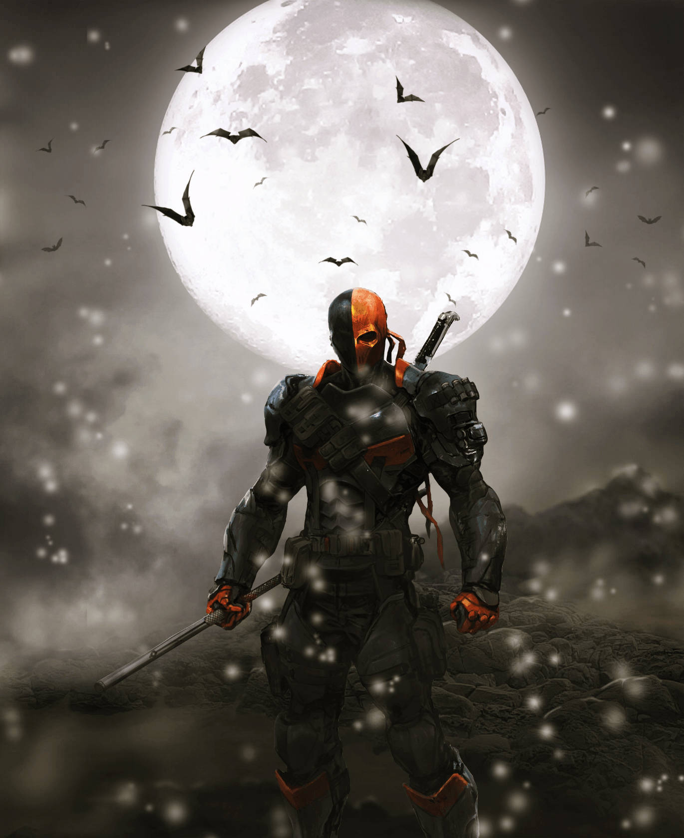 Deathstroke đầy đe dọa ngắm bắn giữa chiến trường vũ trụ. Hình nền