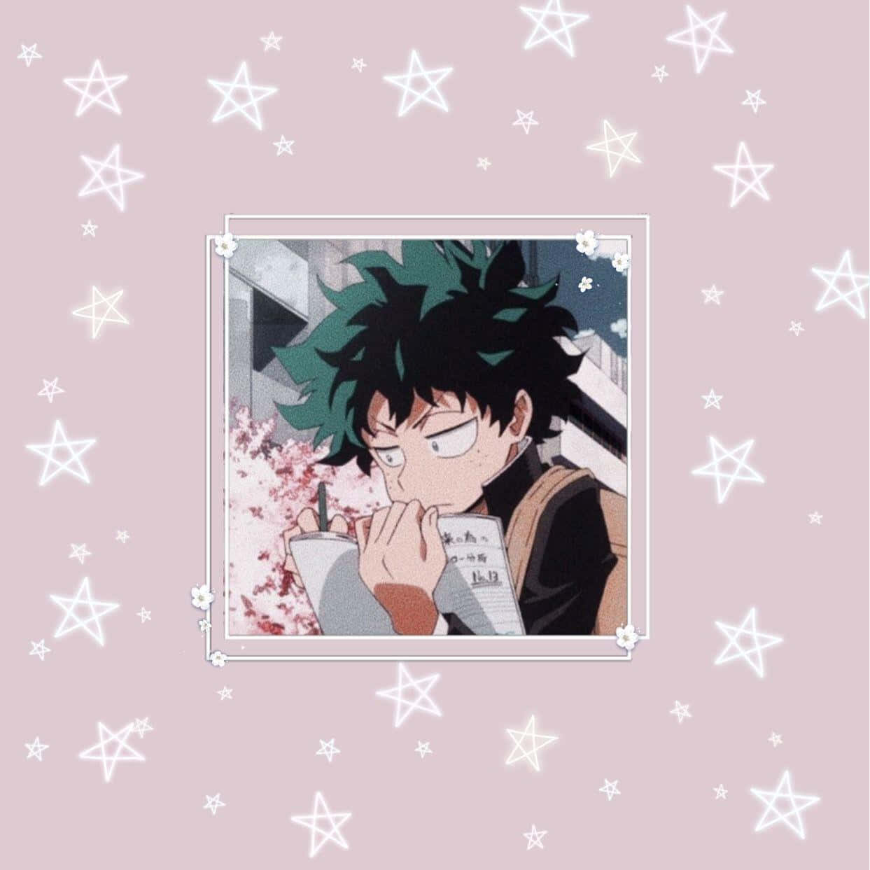 Deku Dễ Thương Phong Cách Thẩm Mỹ Hồng Với Sao Hình nền