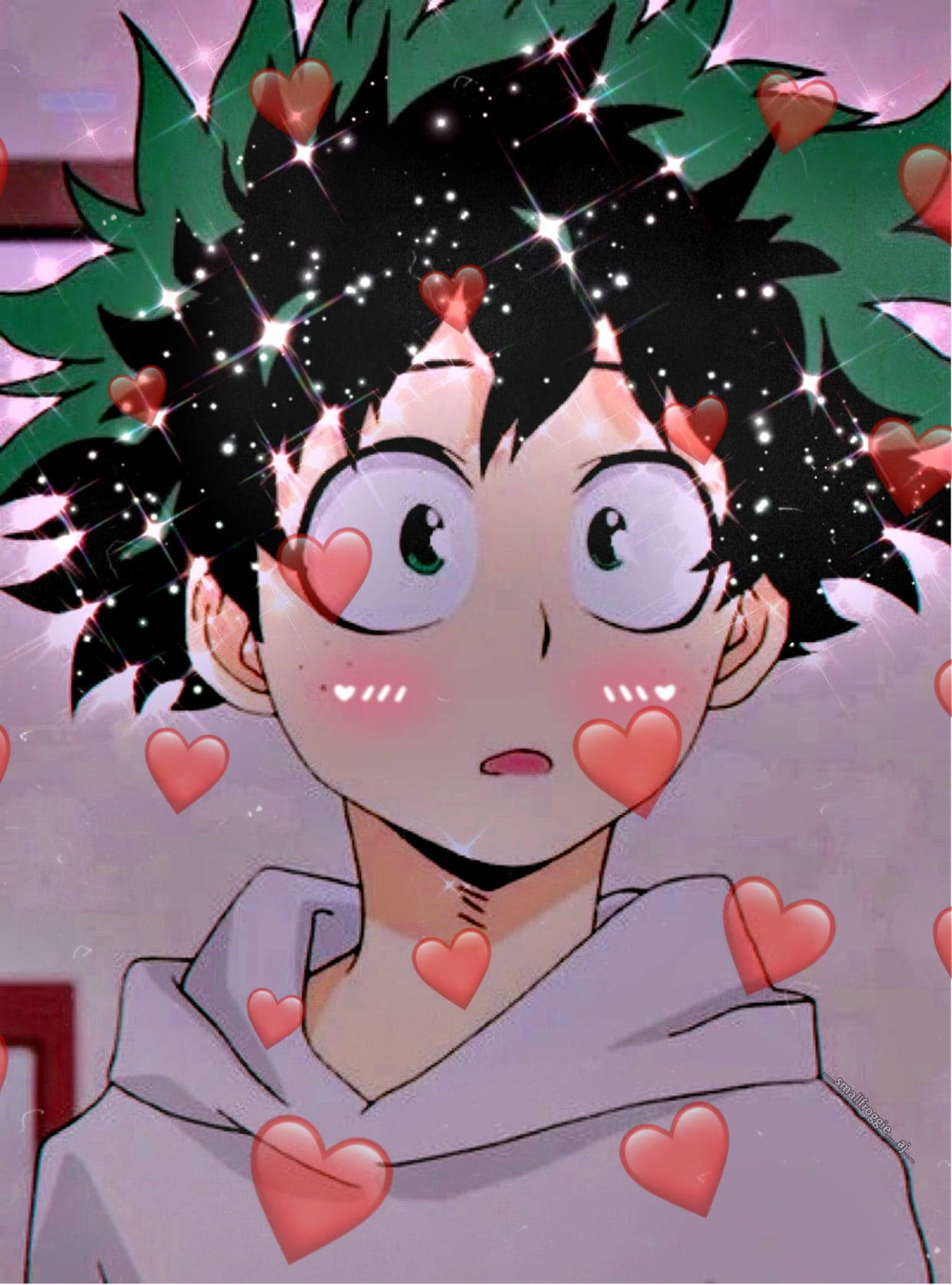 Deku dễ thương trái tim đỏ