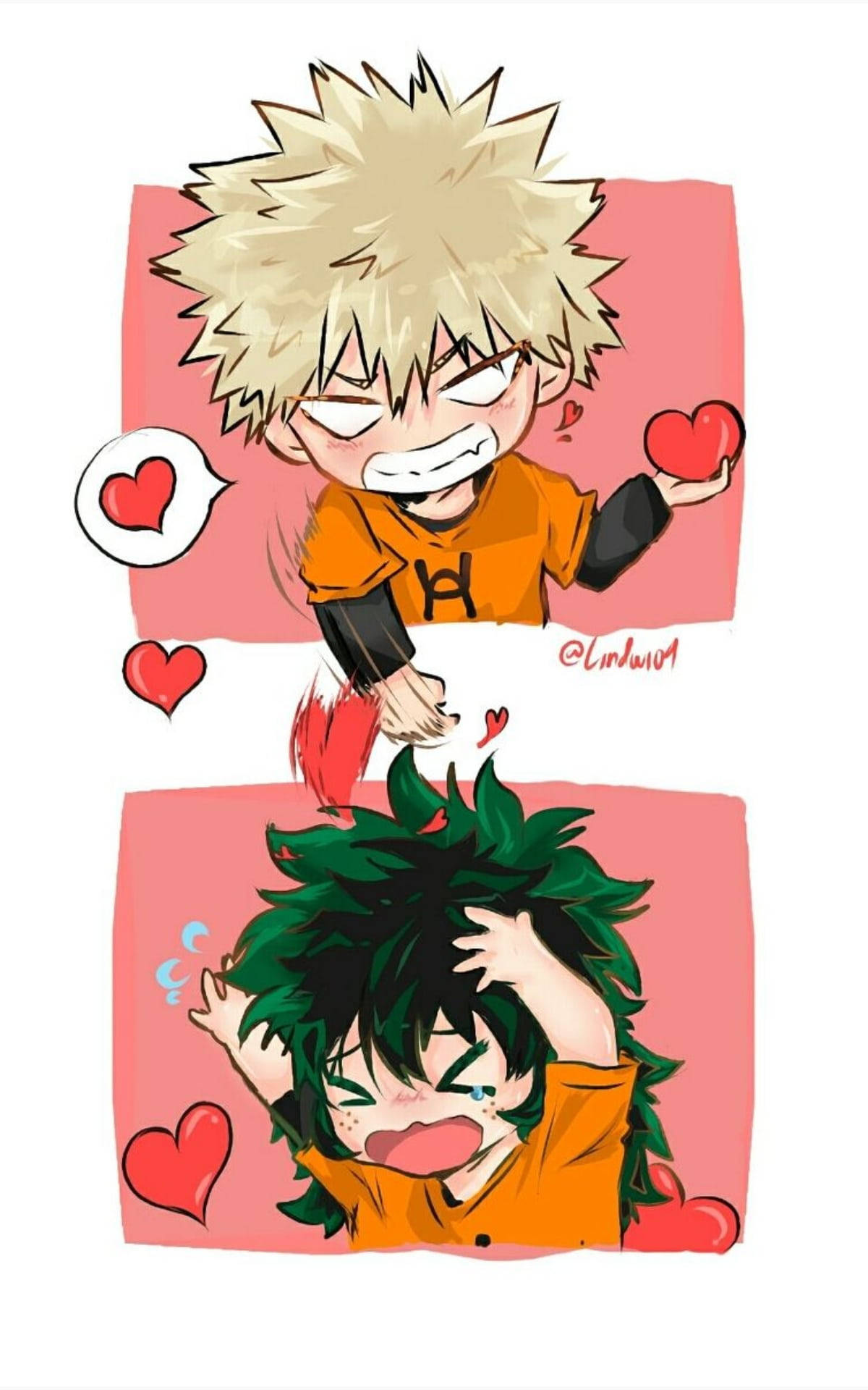 Deku và Bakugou dễ thương phong cách hoạt hình Hình nền