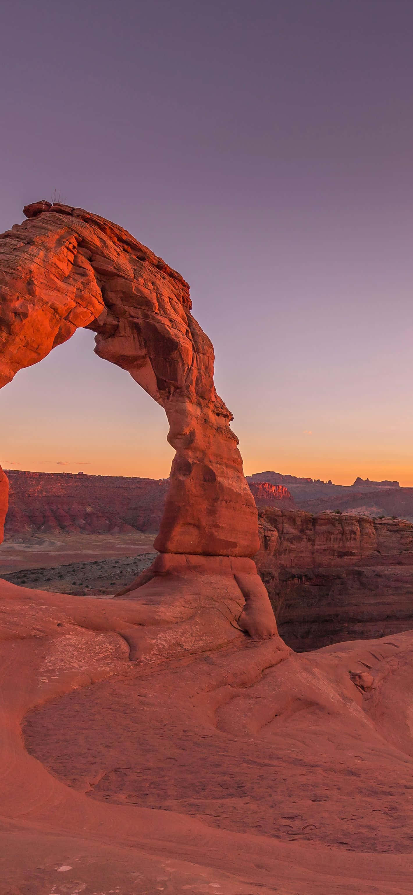 Vòm đá Delicate Arch lúc hoàng hôn Hình nền