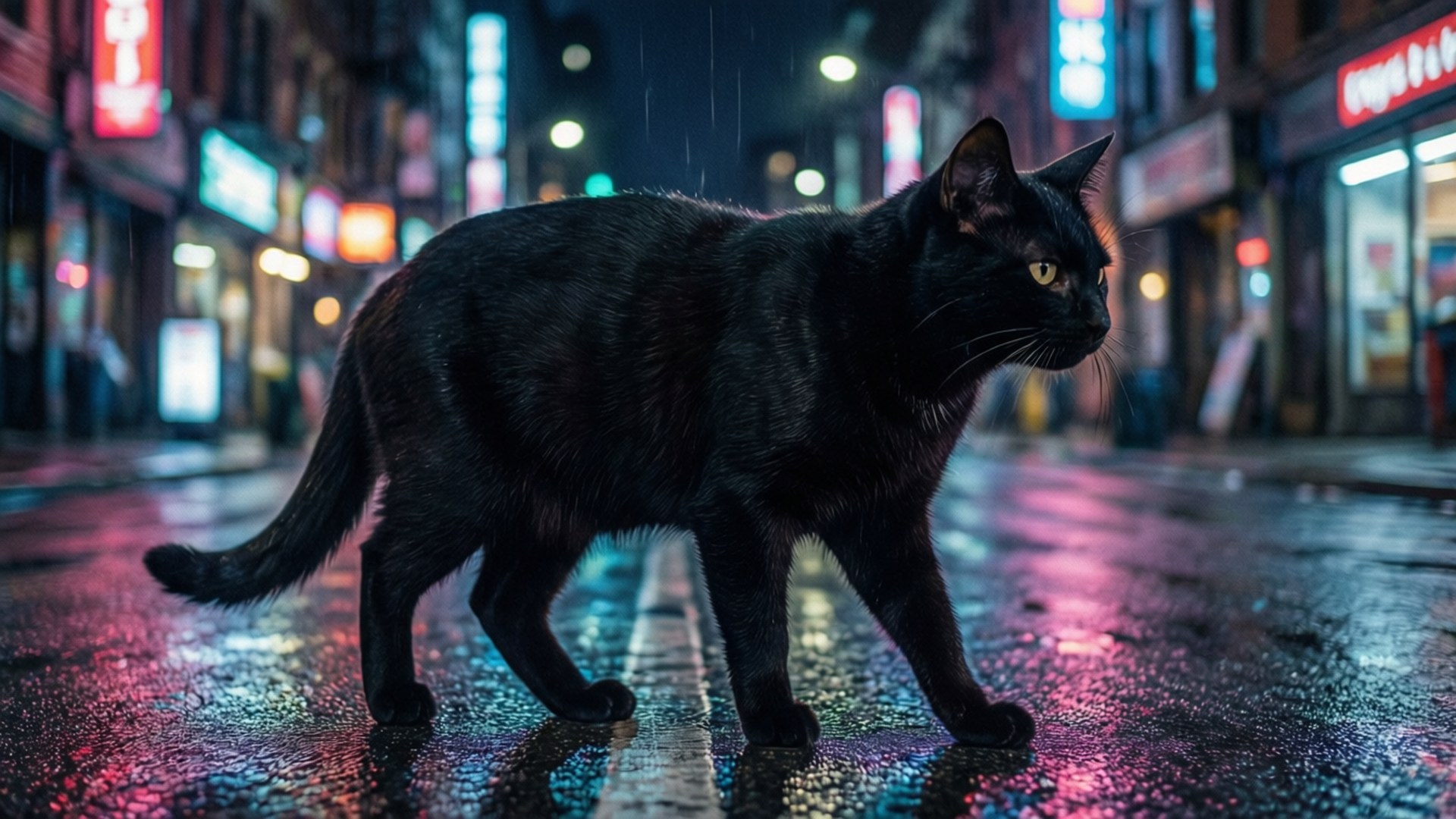 Đêm Mèo Neon Hình nền