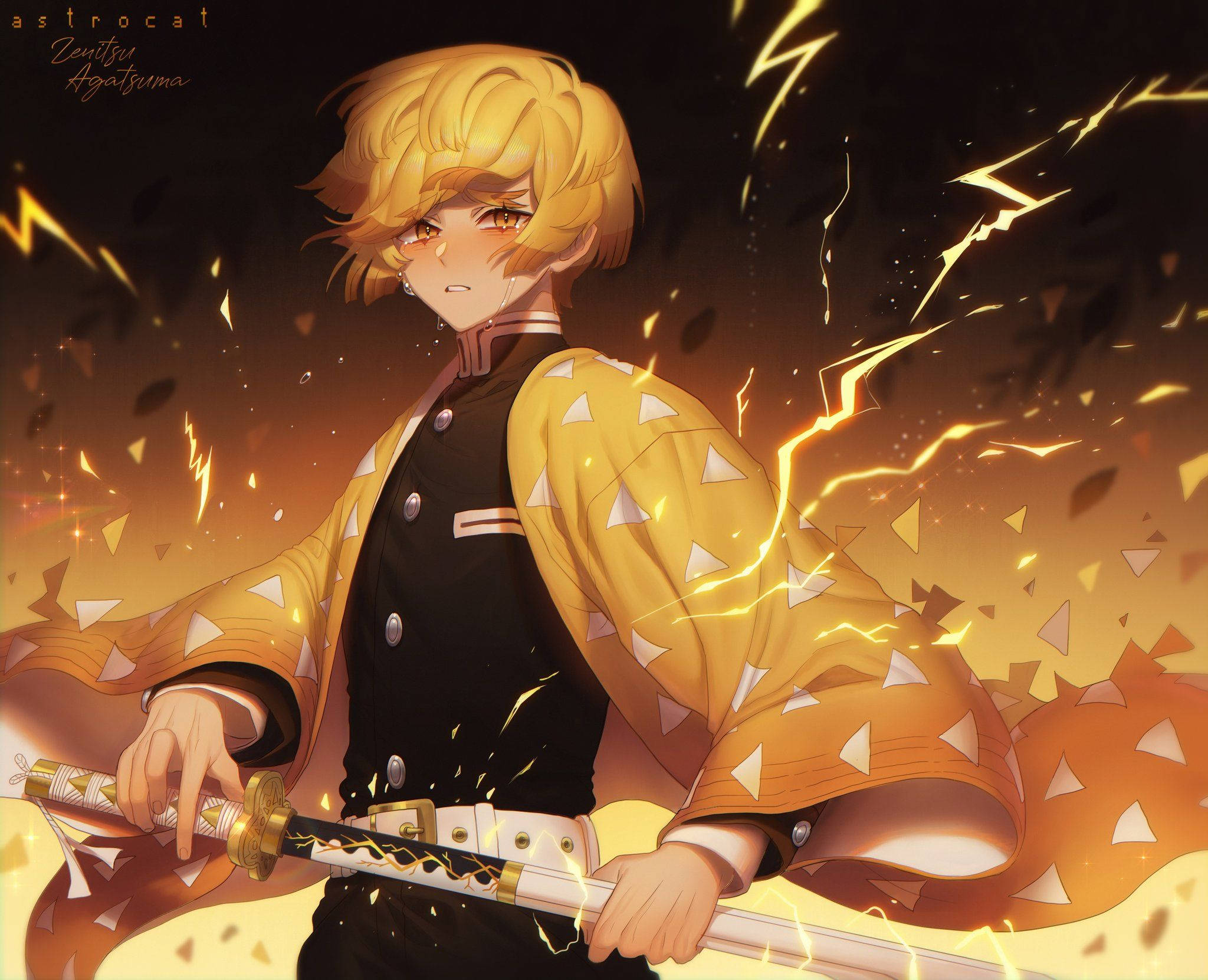 Demon Slayer Zenitsu Ban Đêm Hình nền